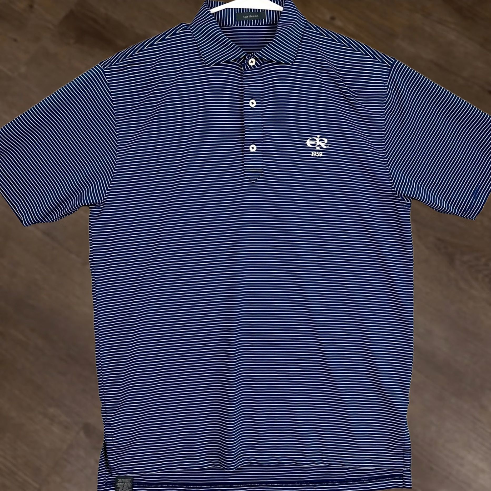 Vintage Turtleson Mens Medium Shirt Golf Polo Blue Striped Rugby Logo Size US M / EU 48-50 / 2 - 1 Thumbnail