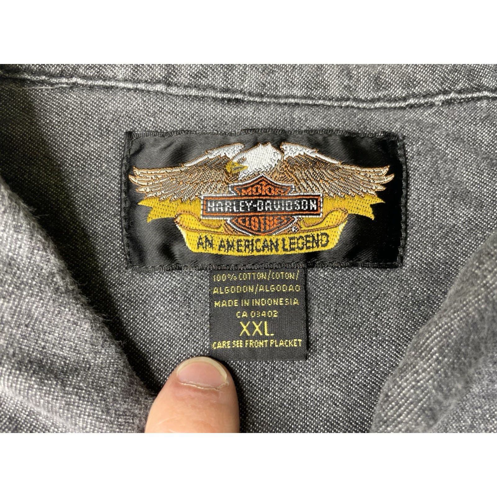 Harley Davidson VINTAGE Harley-Davidson Mens XXL Shirt Sleeveless Snap Buttons Biker Gray Motor Size US XXL / EU 58 / 5 - 3 Thumbnail