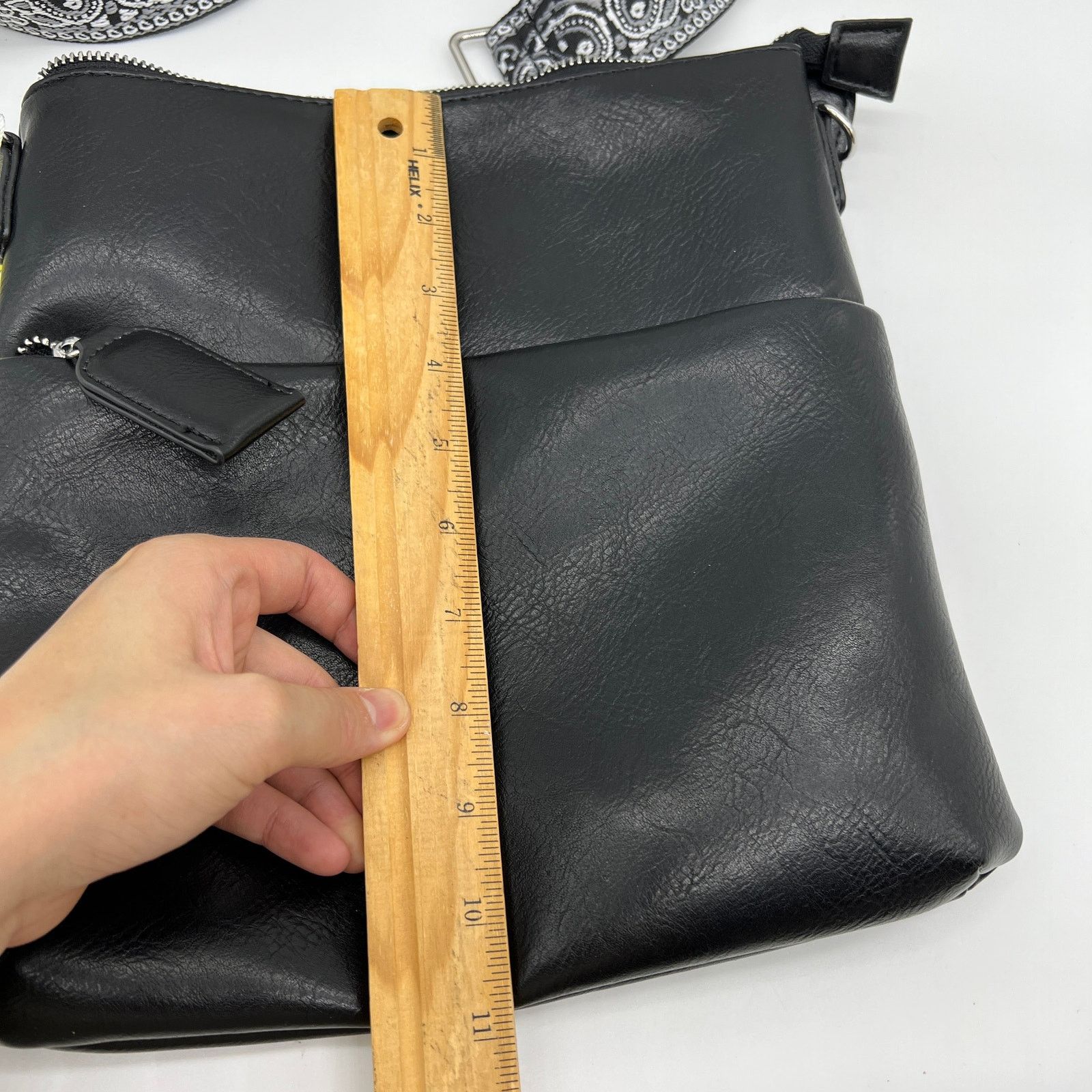 Other Ahdorned Double Zip Faux Leather Crossbody Black Size ONE SIZE - 5 Thumbnail