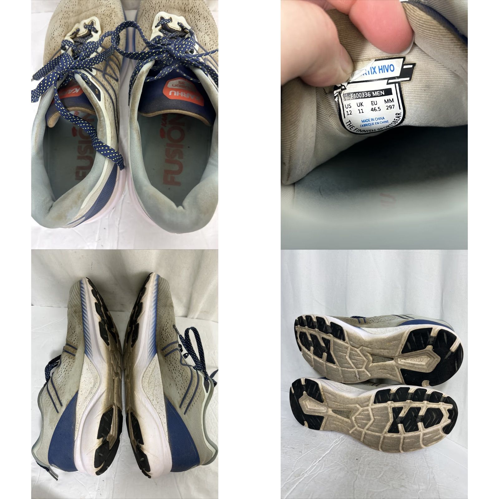Karhu Karhu Fusion 3.5 Mens 12 Gray White Blue Fusion Ortix Hivo Size US 5 / EU 37 - 9 Thumbnail