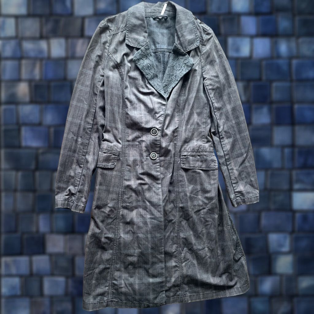 Free People Free People Duster Jacket Gray Twill/Lace Trench Coat Long Sleeve Button Pockets Woman 4 Vintage? No Size S / US 4 / IT 40 - 1 Thumbnail