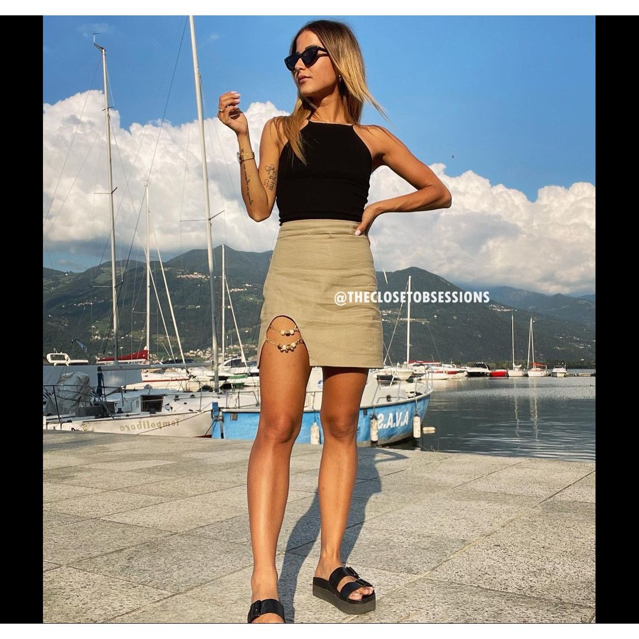 Zara Zara Tan Linen Mini Skirt Slit Beaded Detail High Waisted Size 33" - 14 Thumbnail