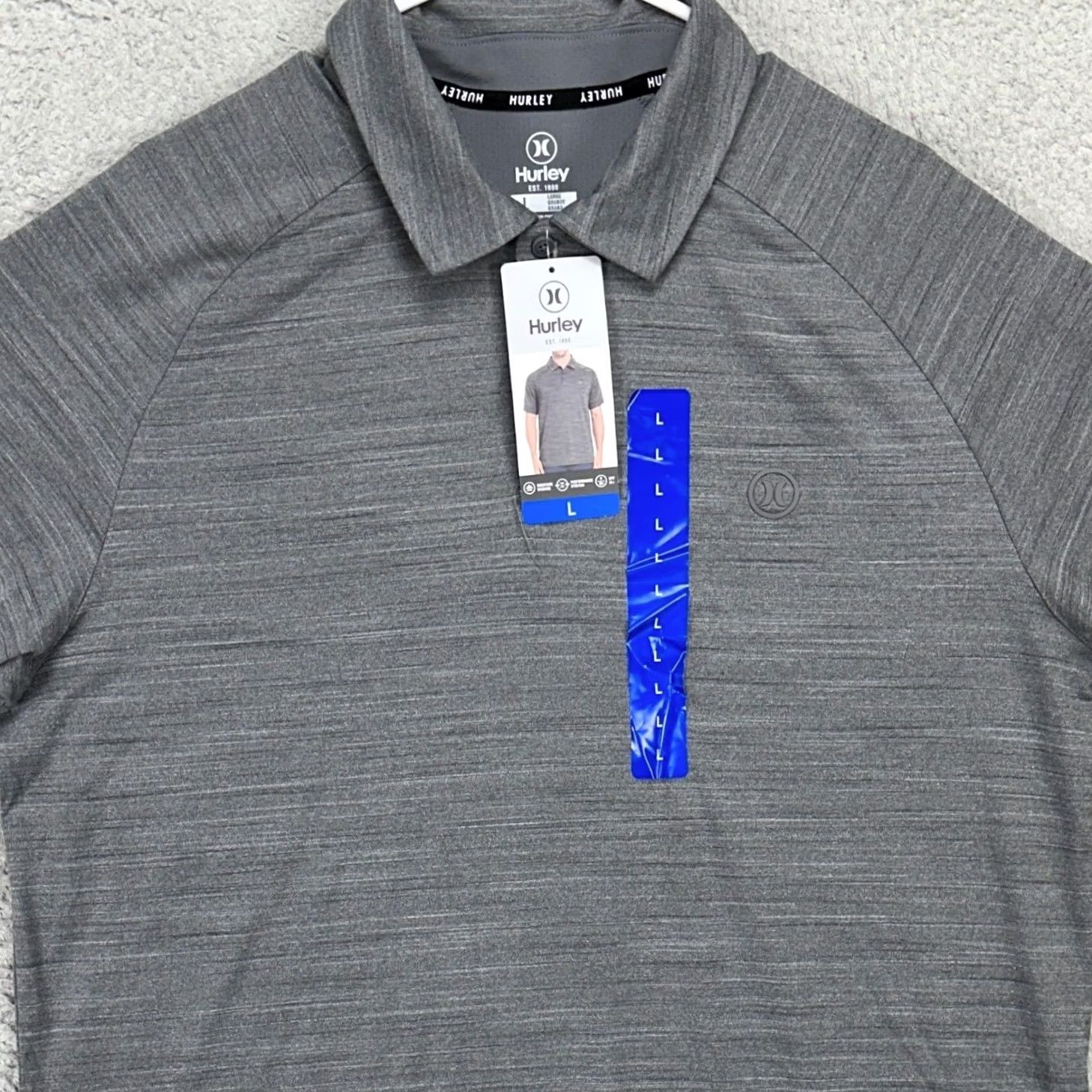 Hurley Hurley Men Golf Polo Shirt Large Gray Short Sleeve Performance Stretch Rugby NEW Size US L / EU 52-54 / 3 - 2 Thumbnail