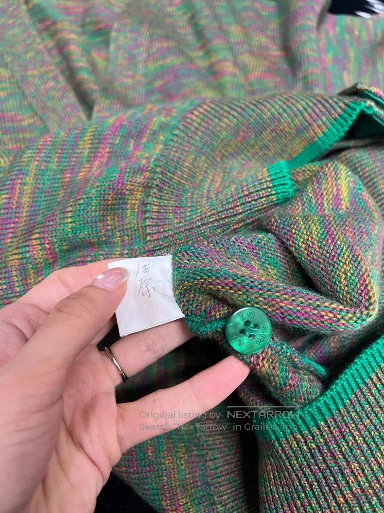 Kenzo Kenzo Christmas 100% Wool Loose Green Knit Open Cardigan J Size L / US 10 / IT 46 - 6 Thumbnail