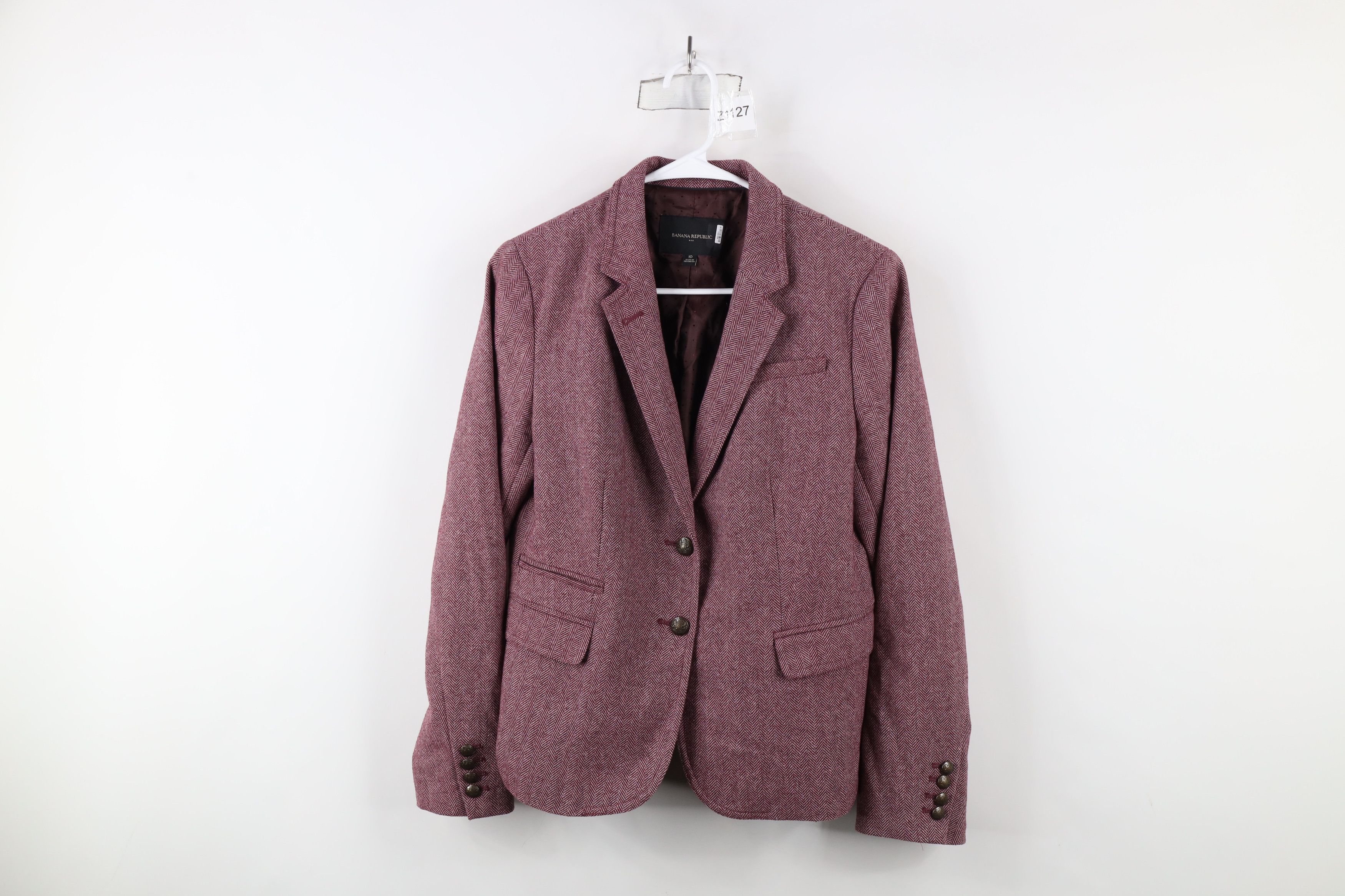 Banana Republic × Vintage Banana Republic Herringbone Academy Blazer Suit Jacket Beet Size L / US 10 / IT 46 - 1 Thumbnail