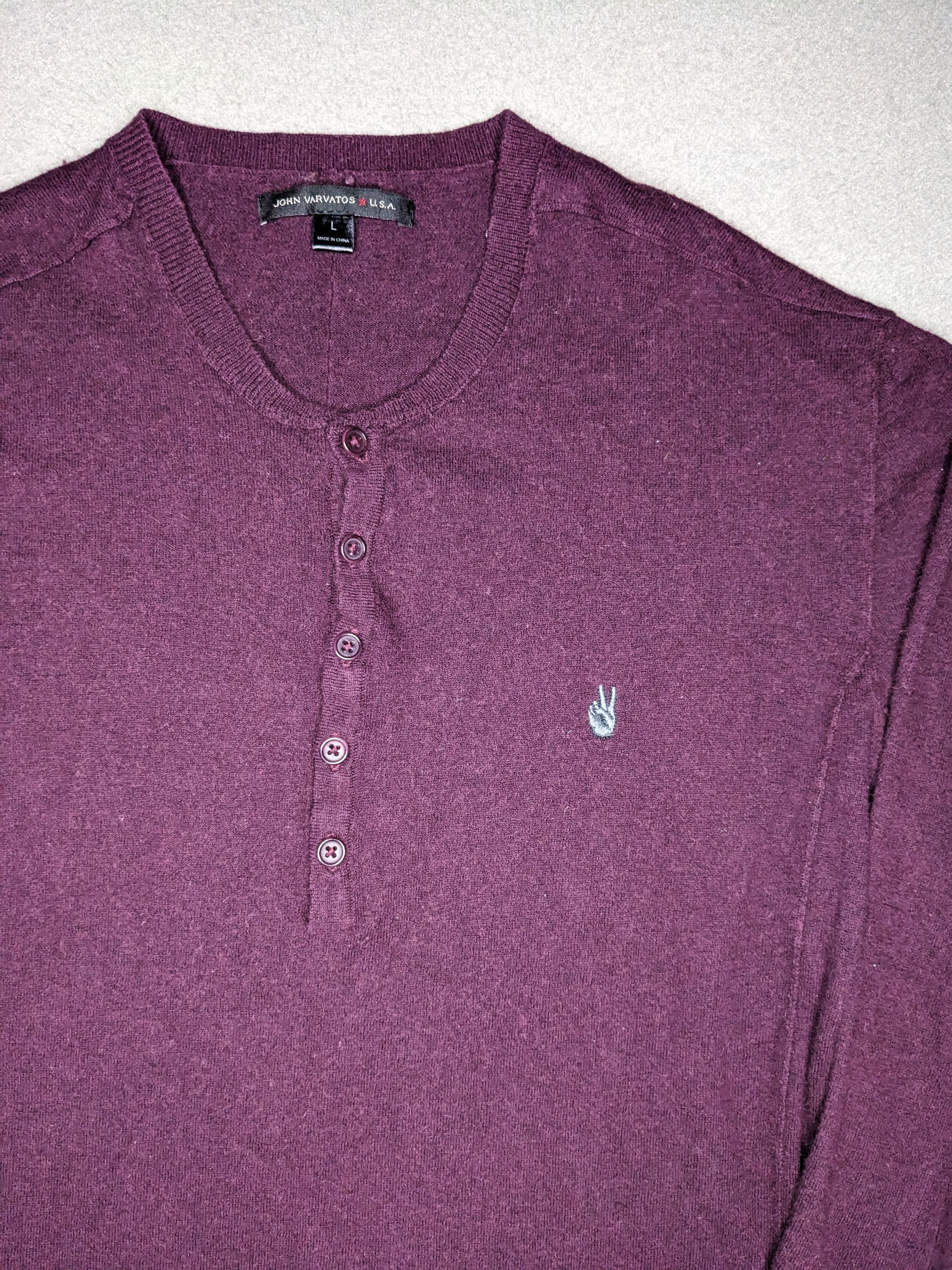 John Varvatos John Varvatos USA Shirt Mens Large Garnet Henley Wool Blend Size US L / EU 52-54 / 3 - 2 Thumbnail