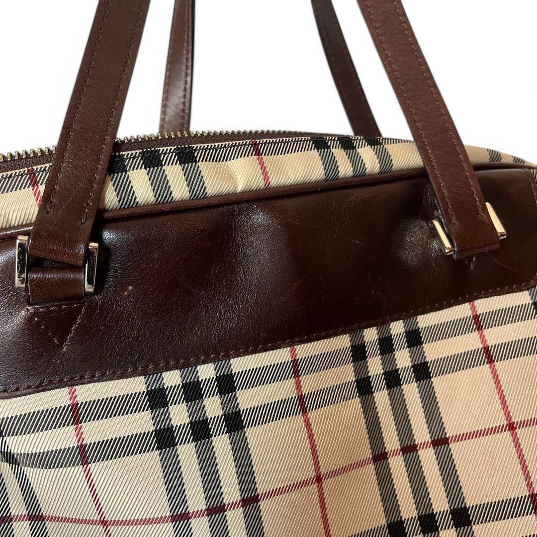 Burberry Burberry - Nova Check Beige Brown Leather Handbag Boston Size ONE SIZE - 8 Thumbnail