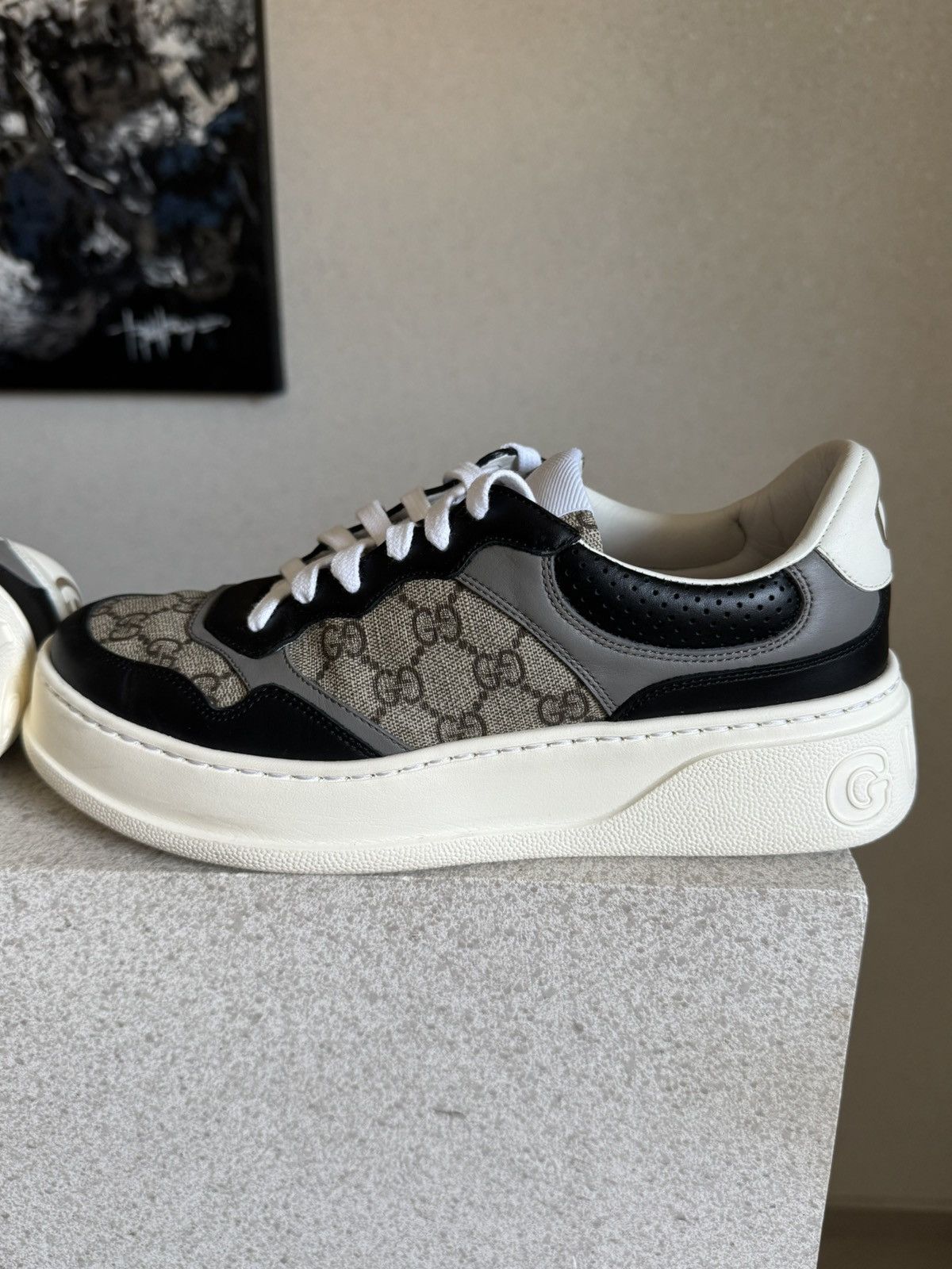 Gucci Gucci Monogram Street Style Logo Sneakers 'Beige Black' Size US 9 / EU 42 - 7 Thumbnail