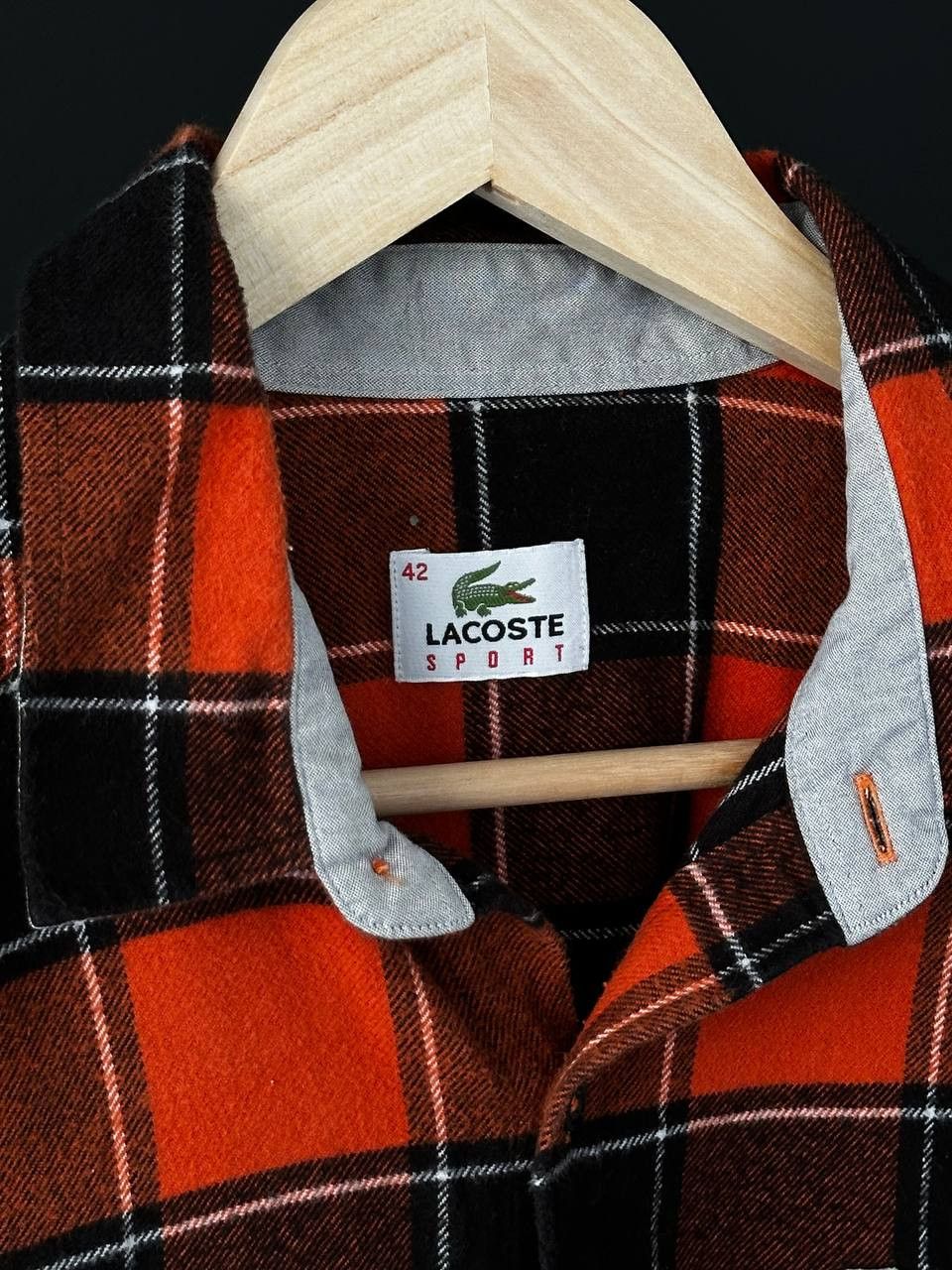Lacoste × Vintage Lacoste Vintage Heavy Flannel Orange Shirt Size US L / EU 52-54 / 3 - 5 Thumbnail