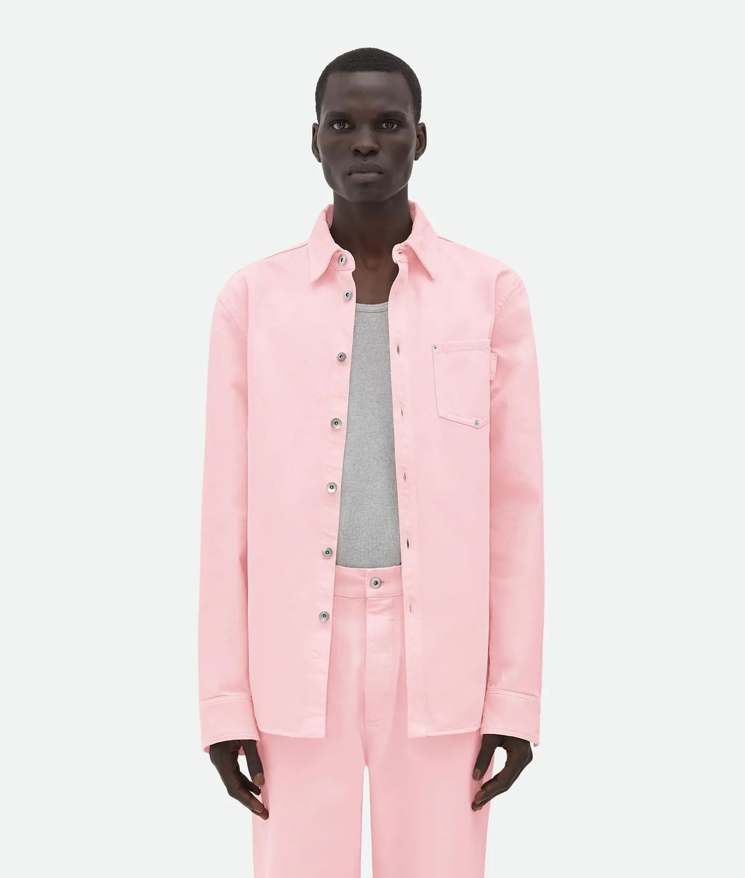 Bottega Veneta o1bcso1str0725 Wash Denim Shirt in Pink Size US L / EU 52-54 / 3 - 2 Thumbnail