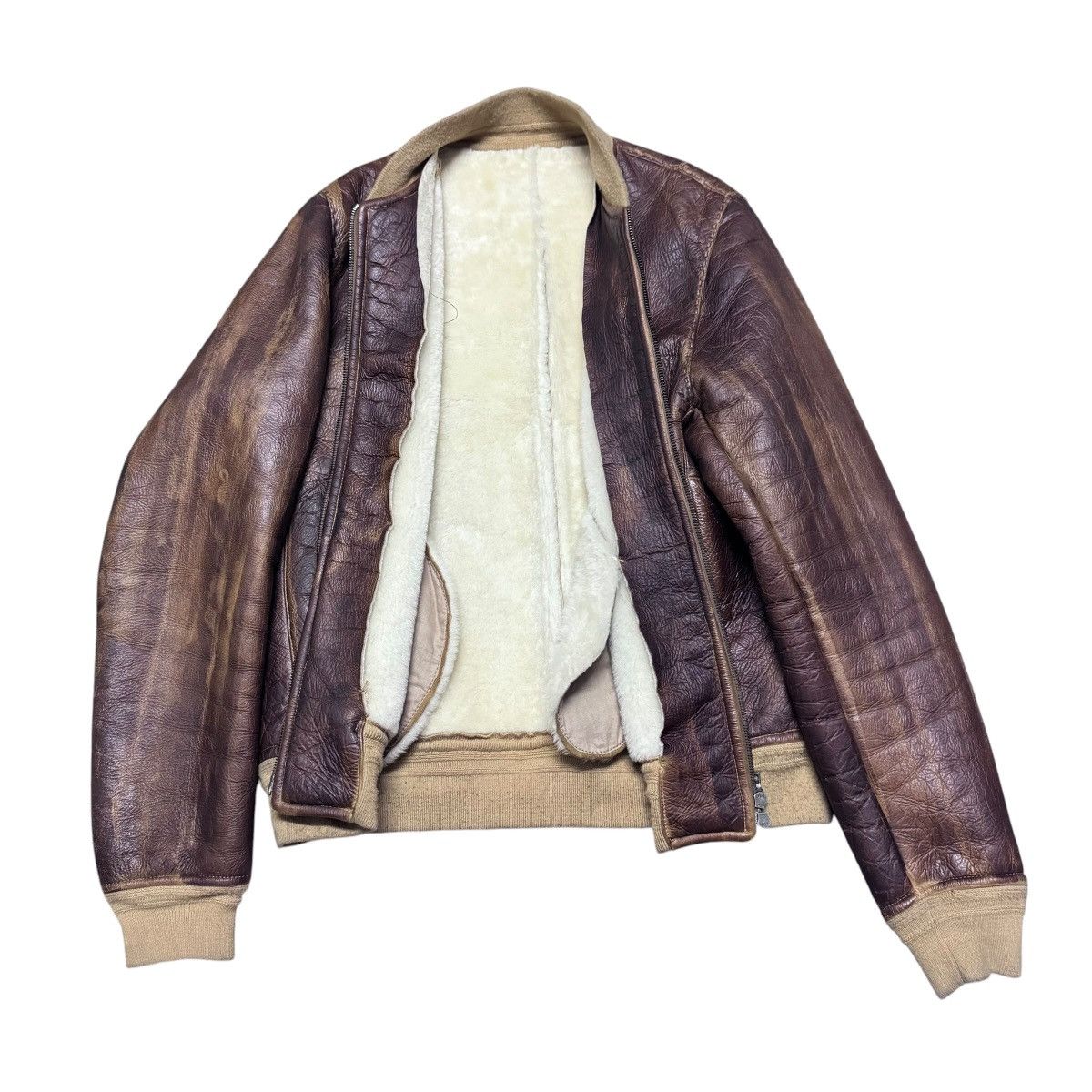 Leather Elia Quaglicia Workshop Shearling Leather Bomber Jacket Size US M / EU 48-50 / 2 - 1 Thumbnail