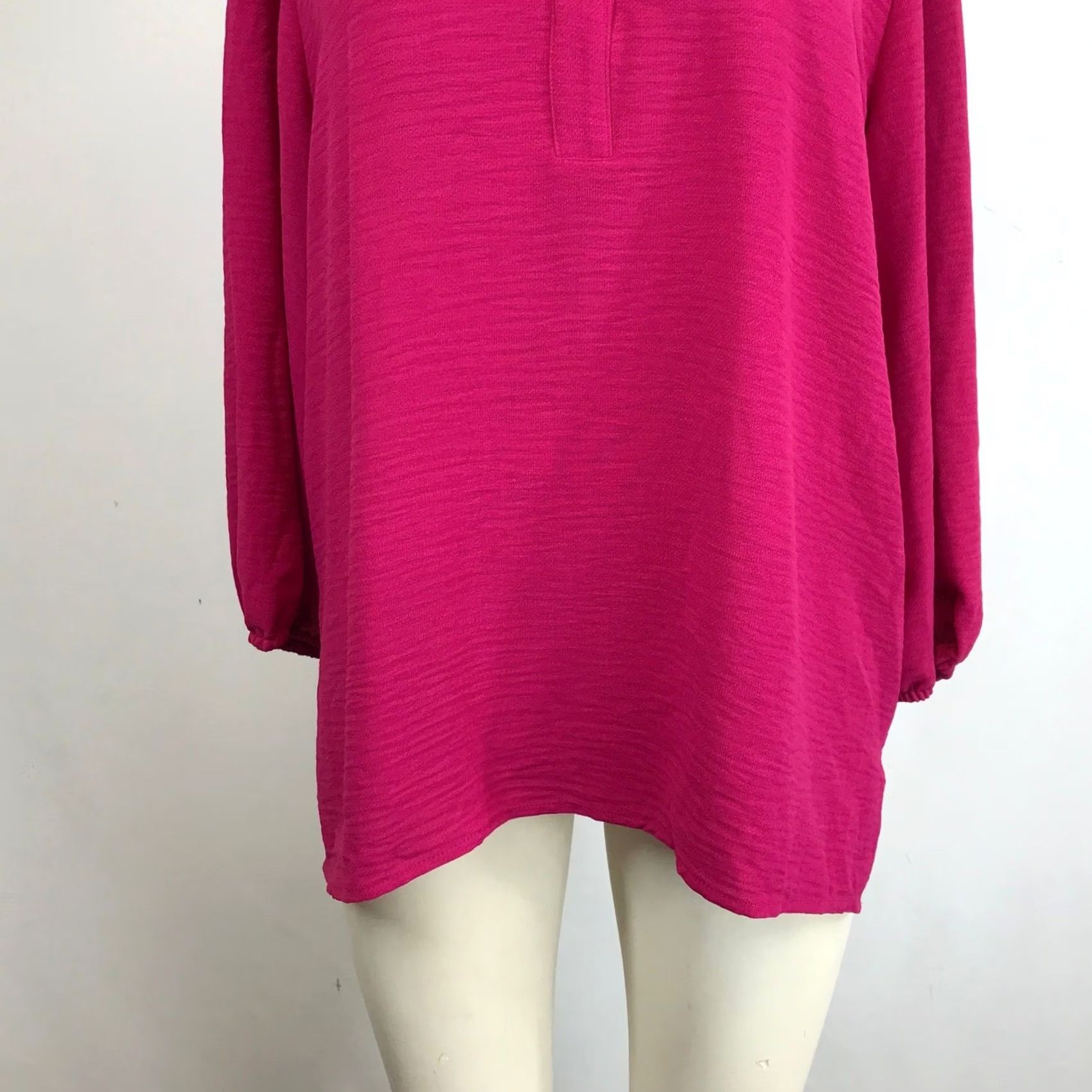 Vintage Chicos Blouse V-Neck Flutter Sleeve 3/4 Size 2 Womens Pink Raspberry Truffle Knit Pullover Size XS / US 0-2 / IT 36-38 - 3 Thumbnail