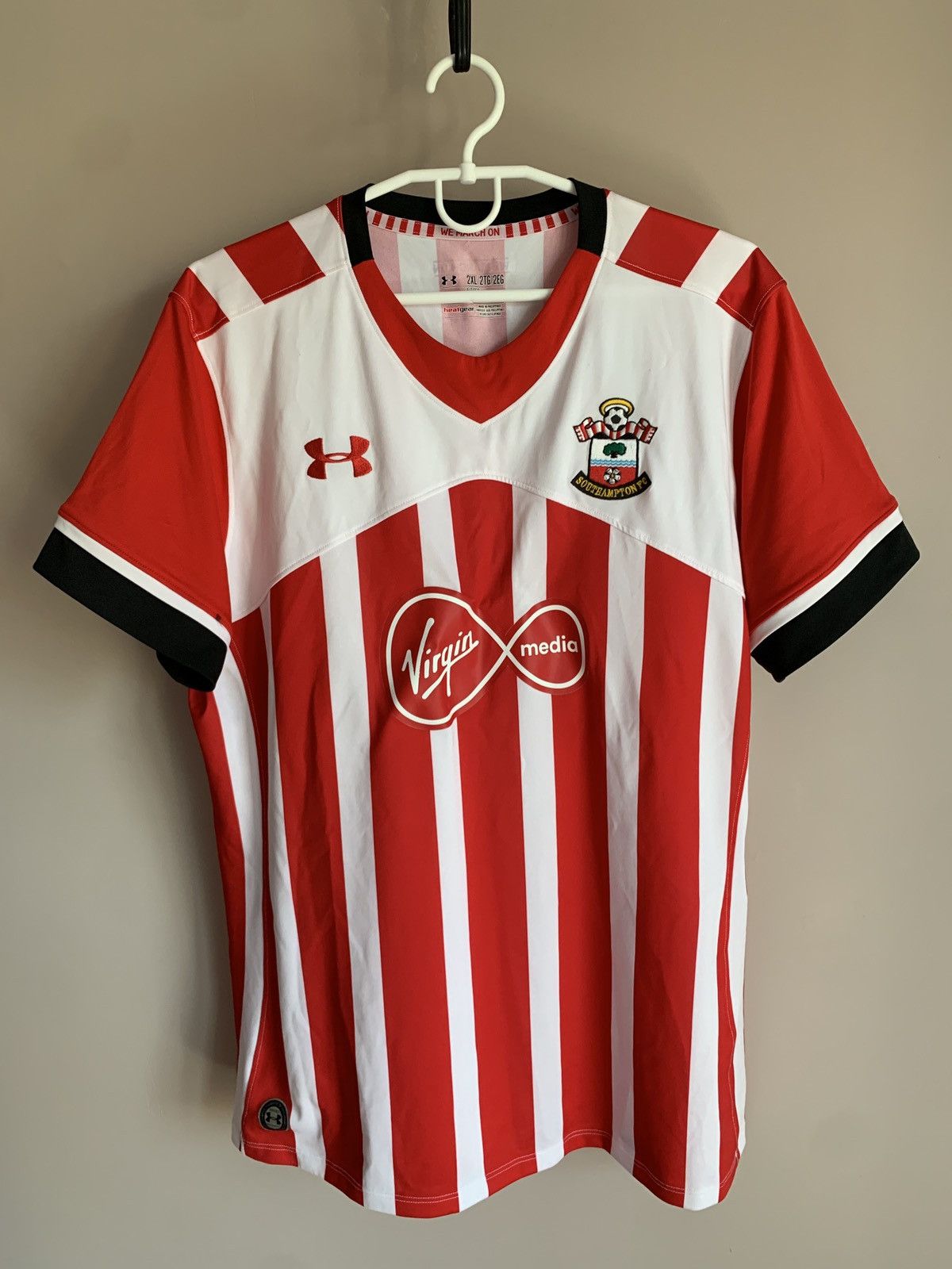 Under Armour Southampton Home Football Shirt Under Armour Soccer Jersey Size US XXL / EU 58 / 5 - 1 Thumbnail