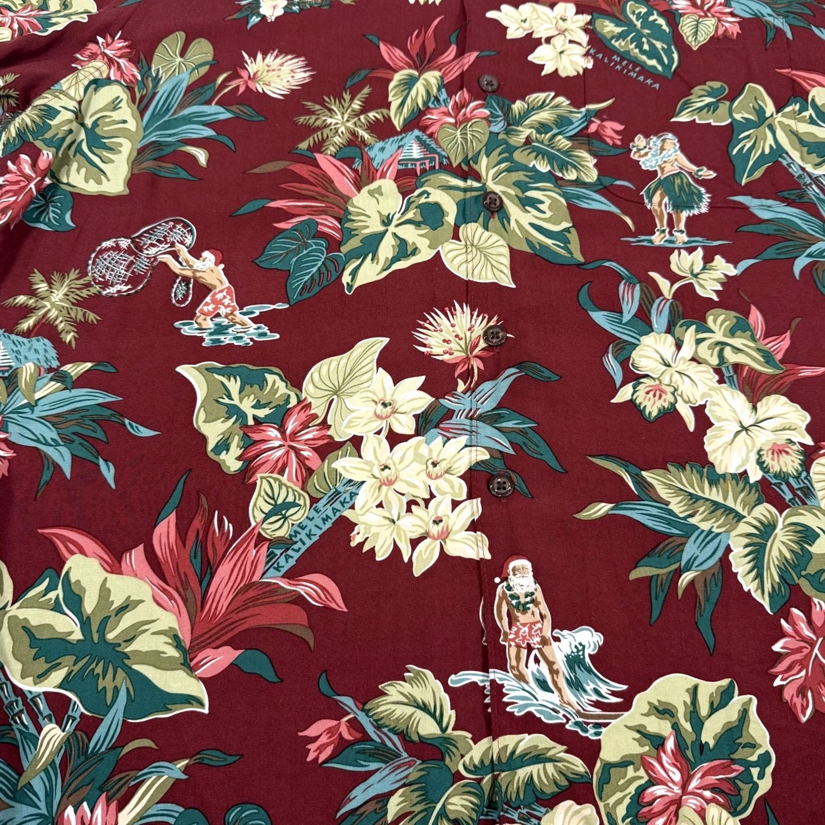 Reyn Spooner Reyn Spooner Shirt Mens Large Red Mele Kalikimaka Hawaiian Christmas Rayon Aloha Size US L / EU 52-54 / 3 - 6 Thumbnail