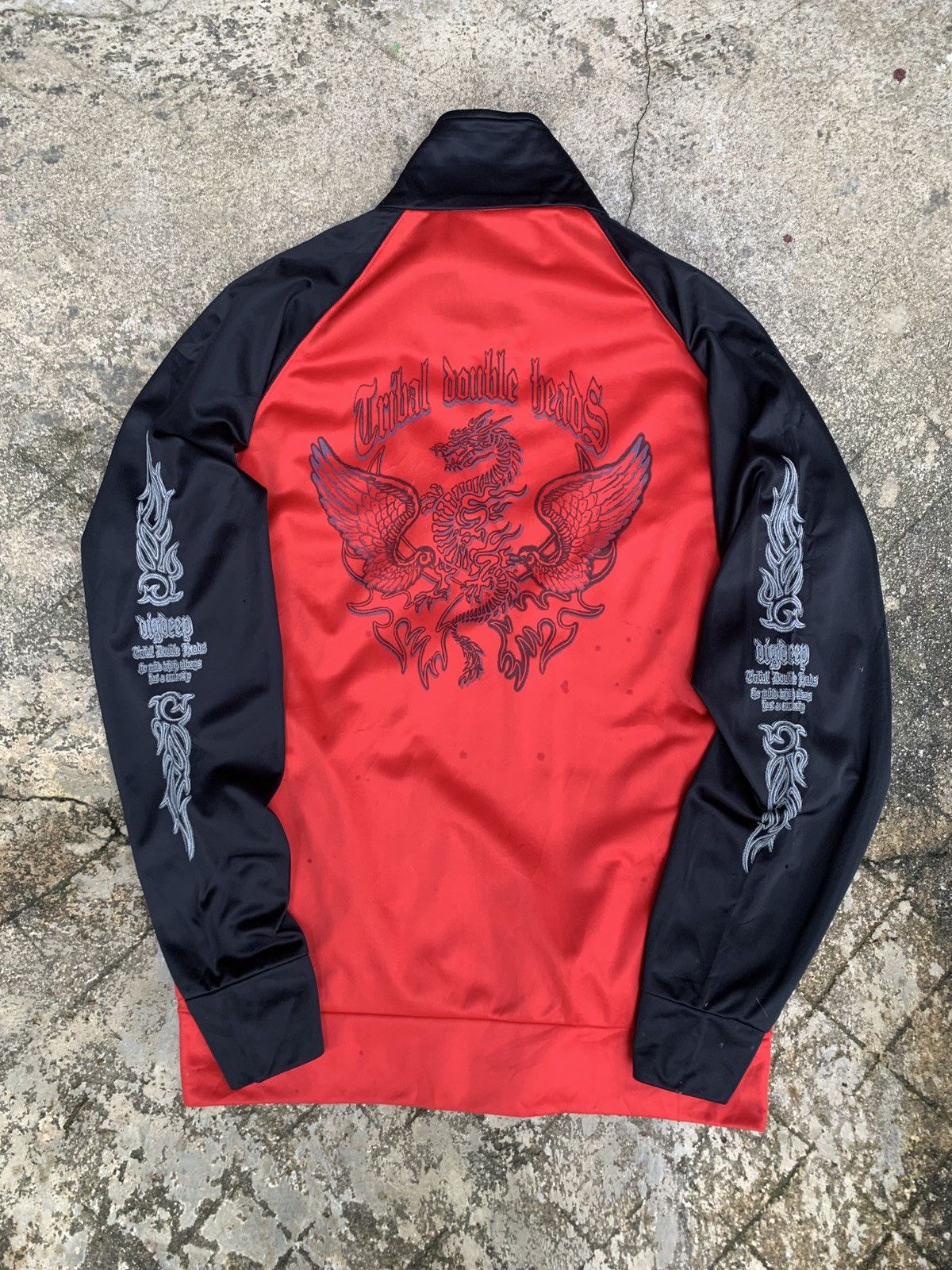 If Six Was Nine × Japanese Brand y2k Tribal Double Heads Dig Deep Dragon Graphic Track Jacket Size L / US 10 / IT 46 - 1 Thumbnail