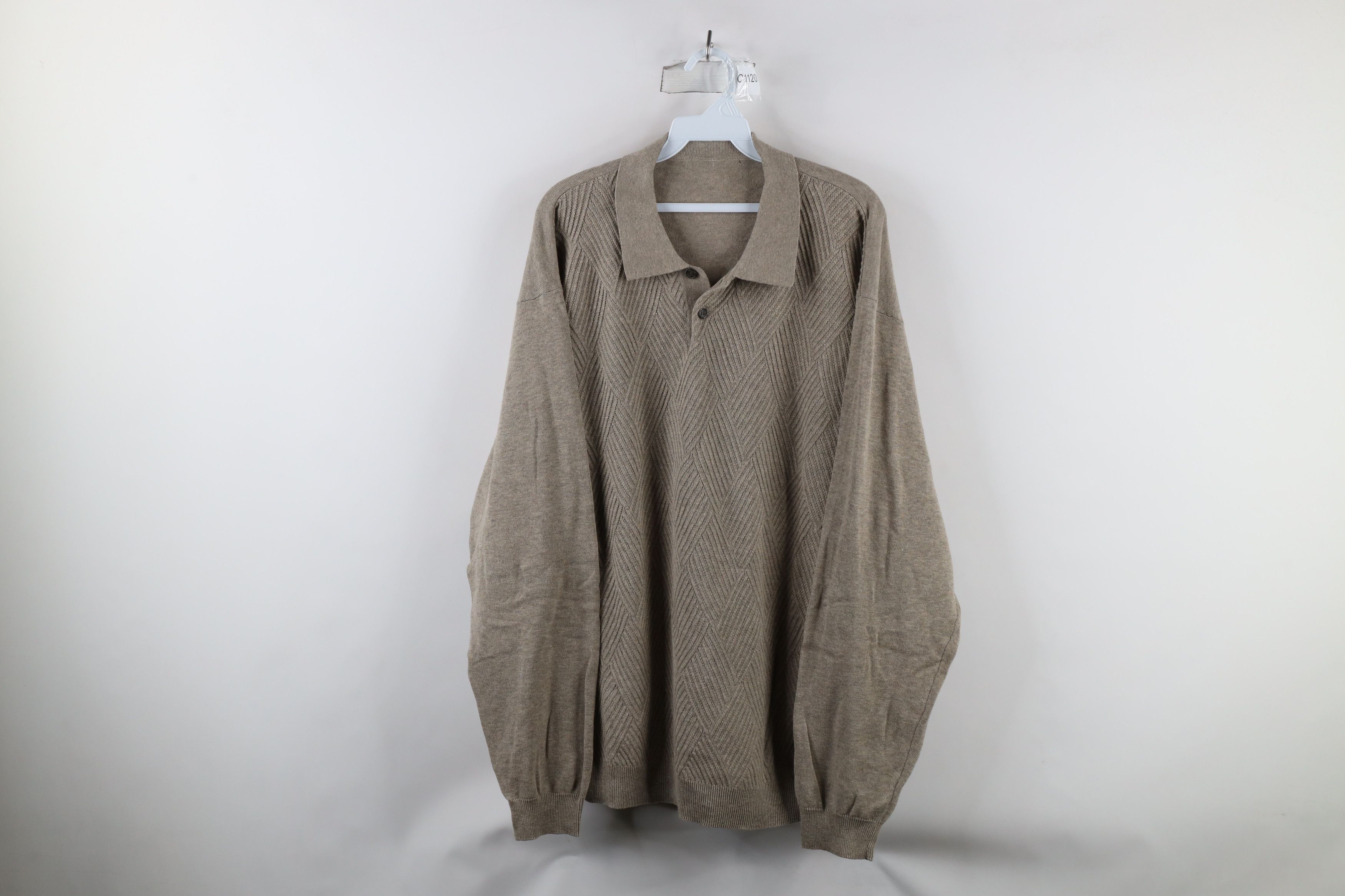 Vintage Vintage 90s Streetwear Lightweight Diamond Collared Sweater Size US XL / EU 56 / 4 - 1 Thumbnail