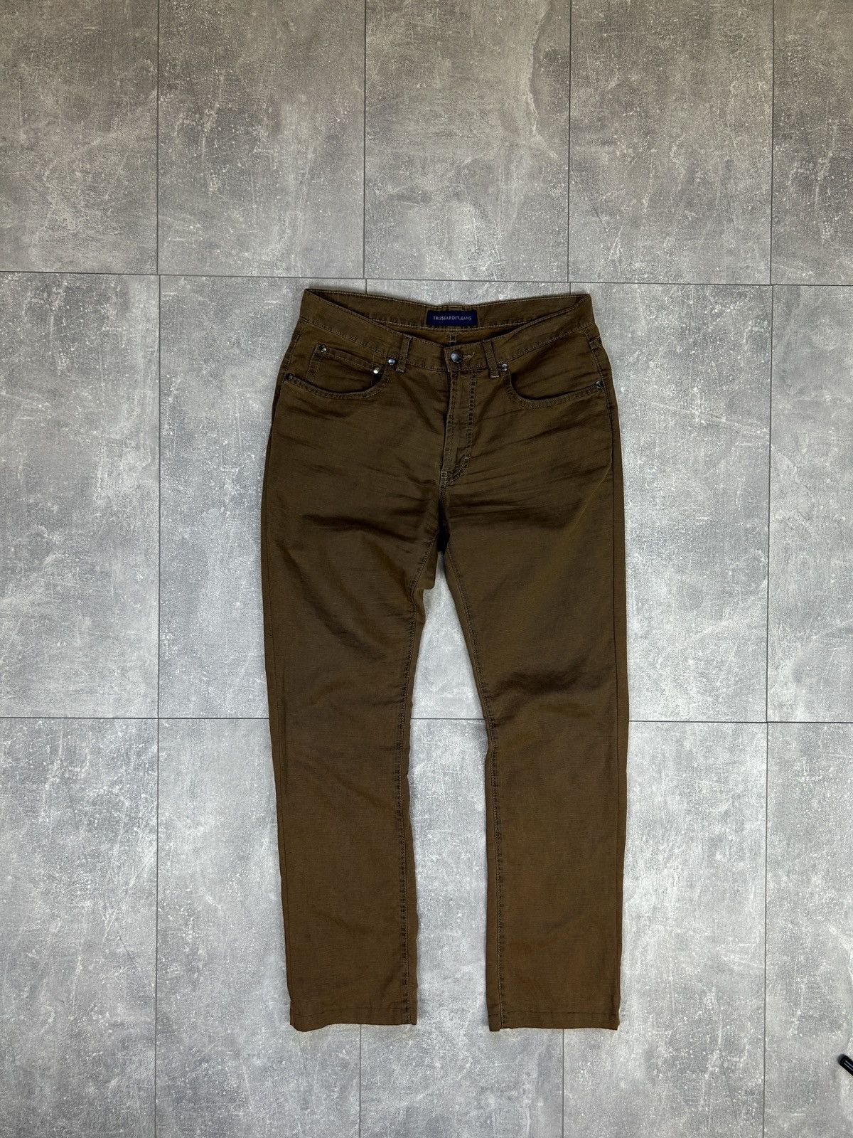 Trussardi × Vintage Mens Vintage Trussardi jeans trousers pants denim brown rare Size US 33 - 1 Thumbnail
