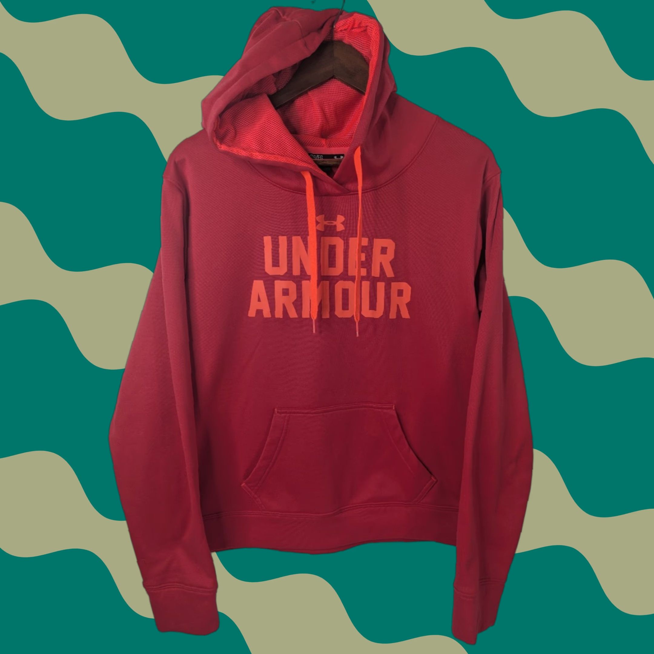 Under Armour Under Armour Battle Hoodie Women’s Large Red/Hot Pink Colorful Semi Fitted Hoodie Sweatshirt - UA Logo, Long Sleeve, Pullover, Casual Activewear Size L / US 10 / IT 46 - 1 Thumbnail