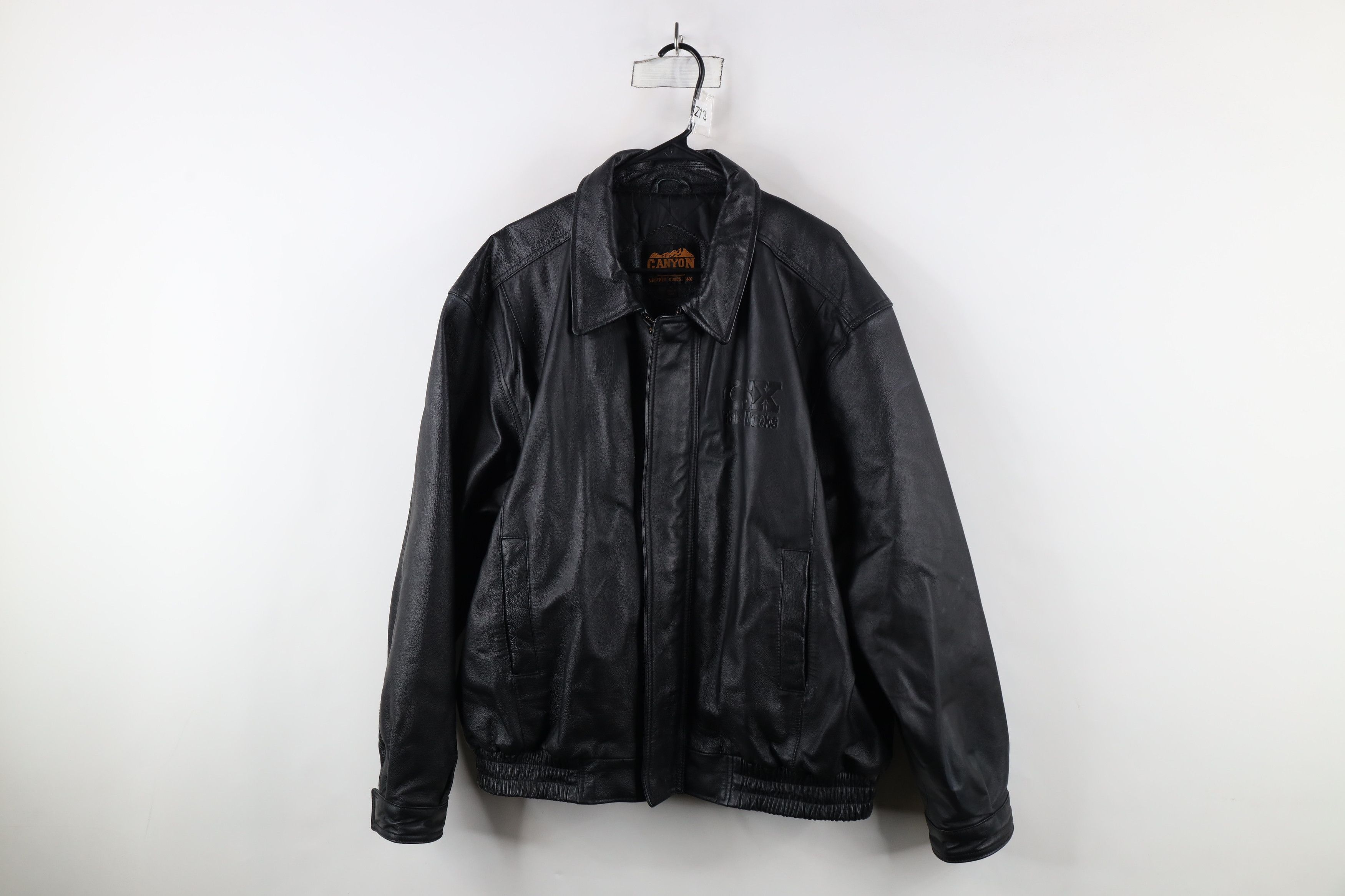 Vintage Vintage 90s Streetwear Leather CSX Docks Bomber Jacket Black Size US XL / EU 56 / 4 - 1 Thumbnail