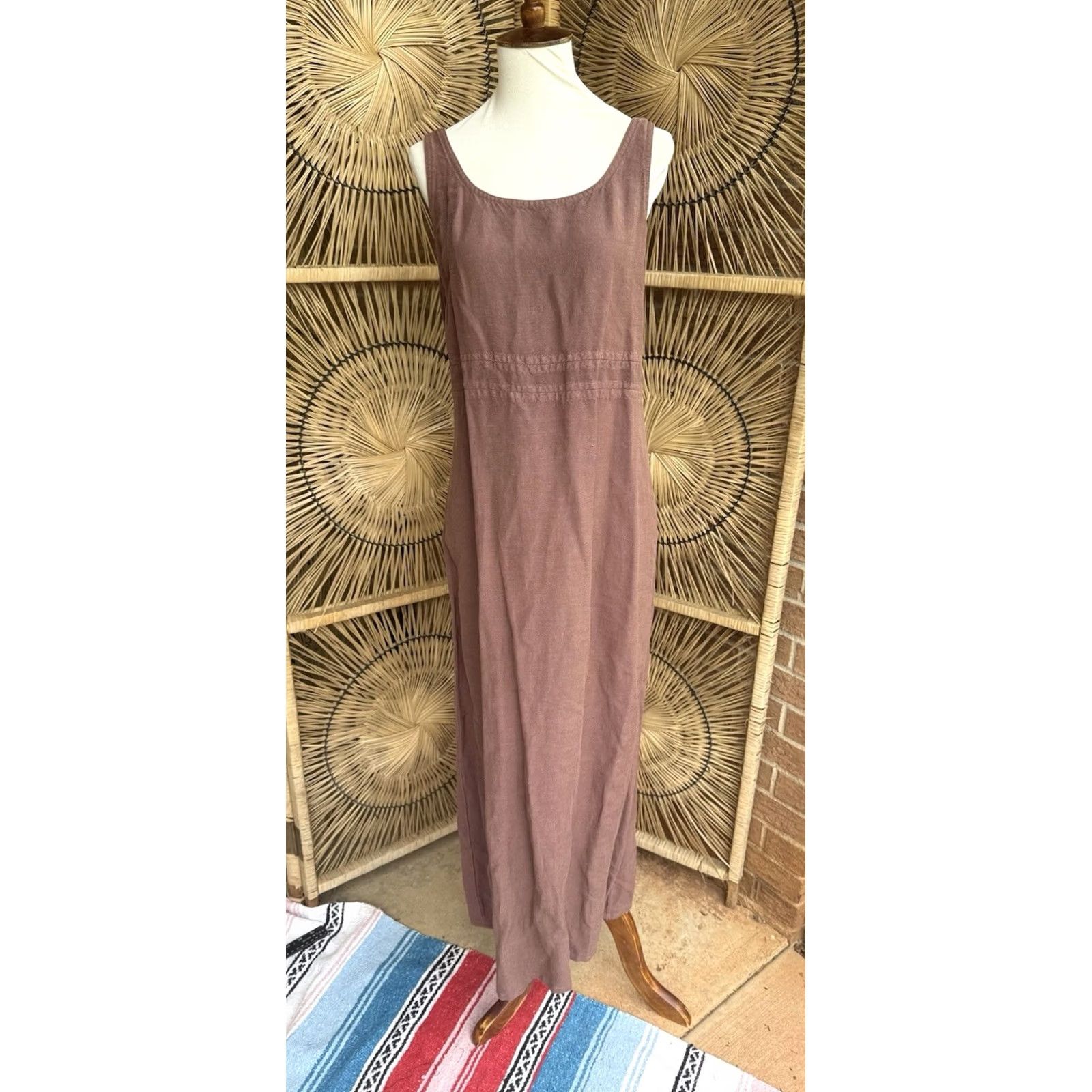 Johnny Was VINTAGE Johnny Was Collection Maxi Dress Linen Blend Boho Brown S Women’s Size S / US 4 / IT 40 - 2 Thumbnail