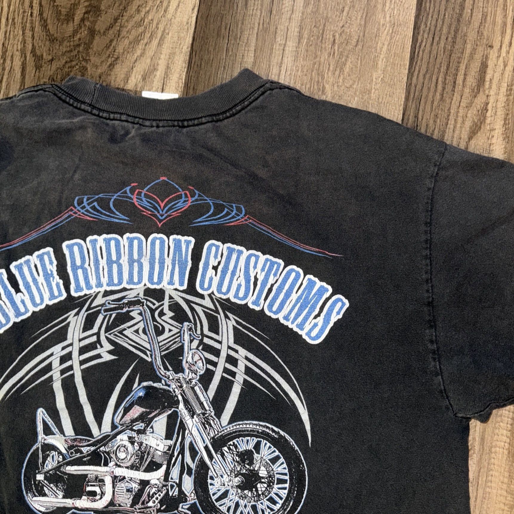 AAA VINTAGE Triple A Motorcycle T-Shirt L Black Men's Shirt 21x27 Large faded Blue Ribbon Customs Size US L / EU 52-54 / 3 - 6 Thumbnail