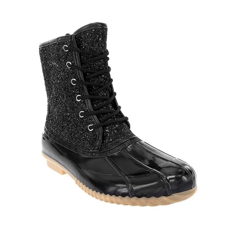 Sugar Women's Skylar Glitter Duck Boots Black Size 8M NIB