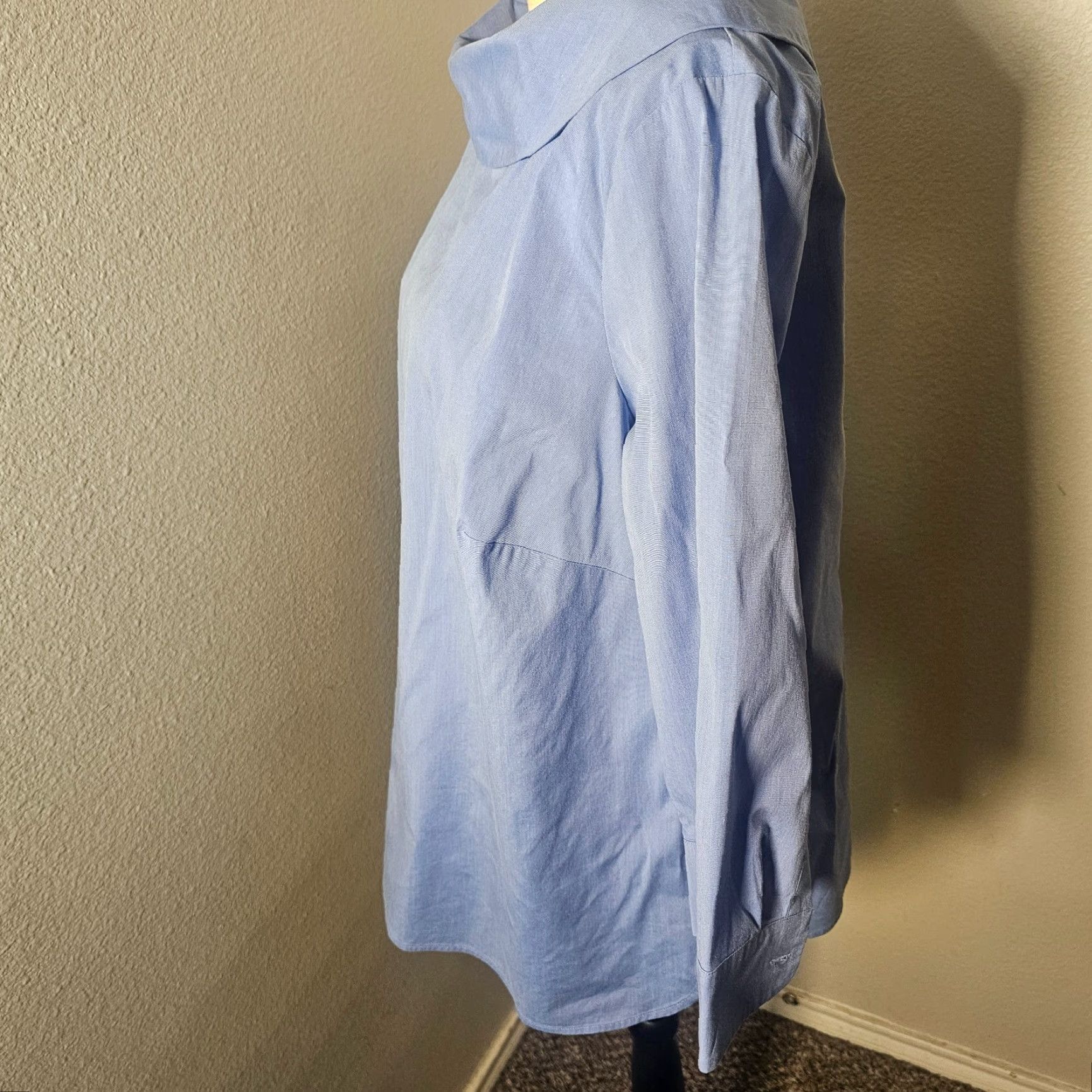 Talbots Talbots Blouse Shirt 1X Women Blue Cotton Stretch Poplin Sabrina Everyday Career Top Size XL / US 12-14 / IT 48-50 - 2 Thumbnail