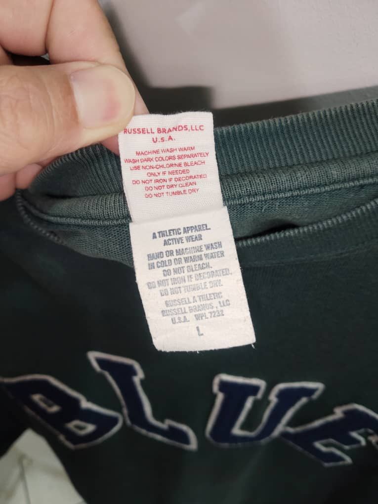 Vintage Vintage BLUE ON GREEN SHIRT Vintage 80s Russell Athletics Size US L / EU 52-54 / 3 - 9 Thumbnail