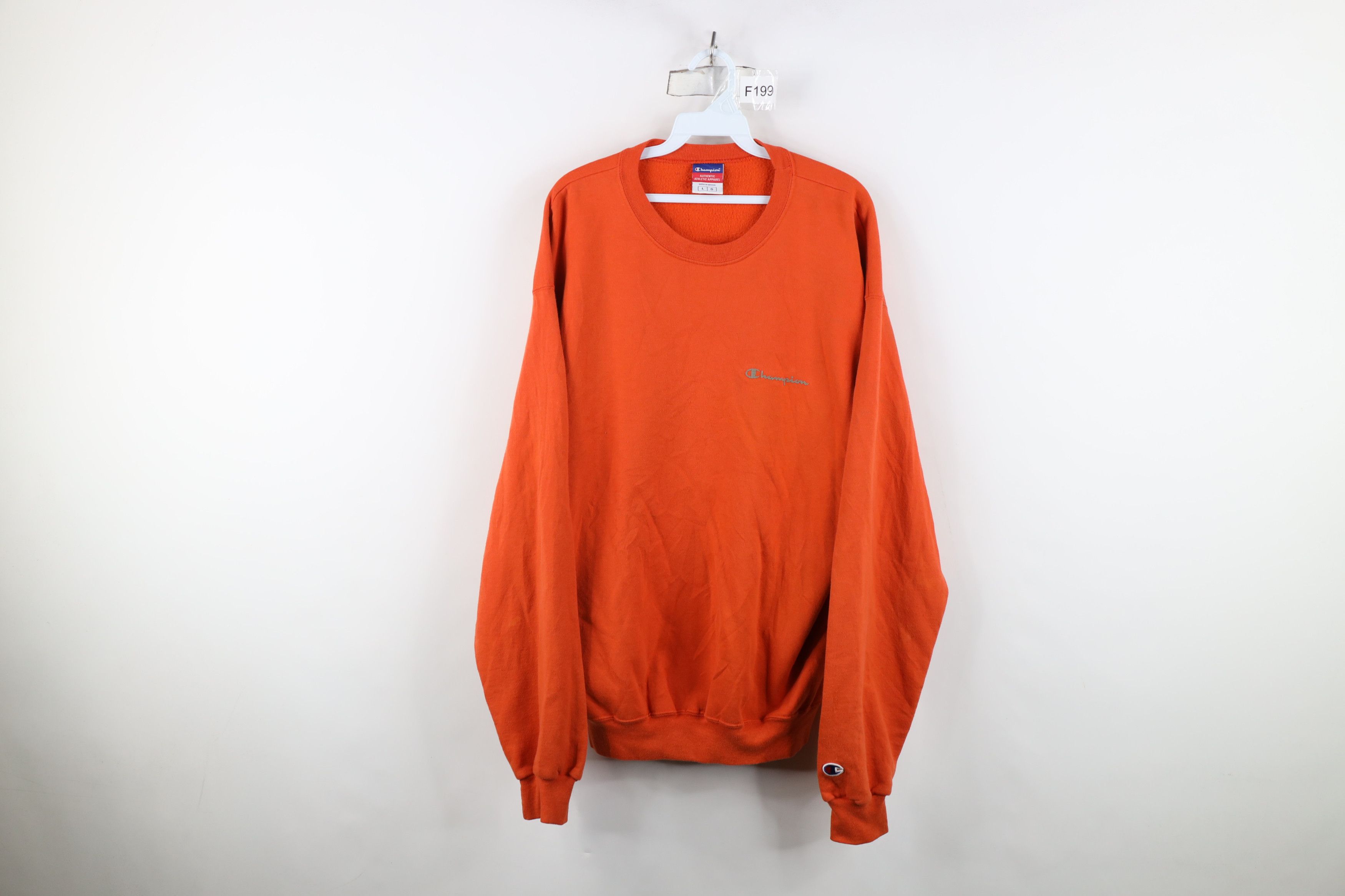 Champion Vintage 90s Champion Spell Out Crewneck Sweatshirt Orange Size US L / EU 52-54 / 3 - 1 Thumbnail
