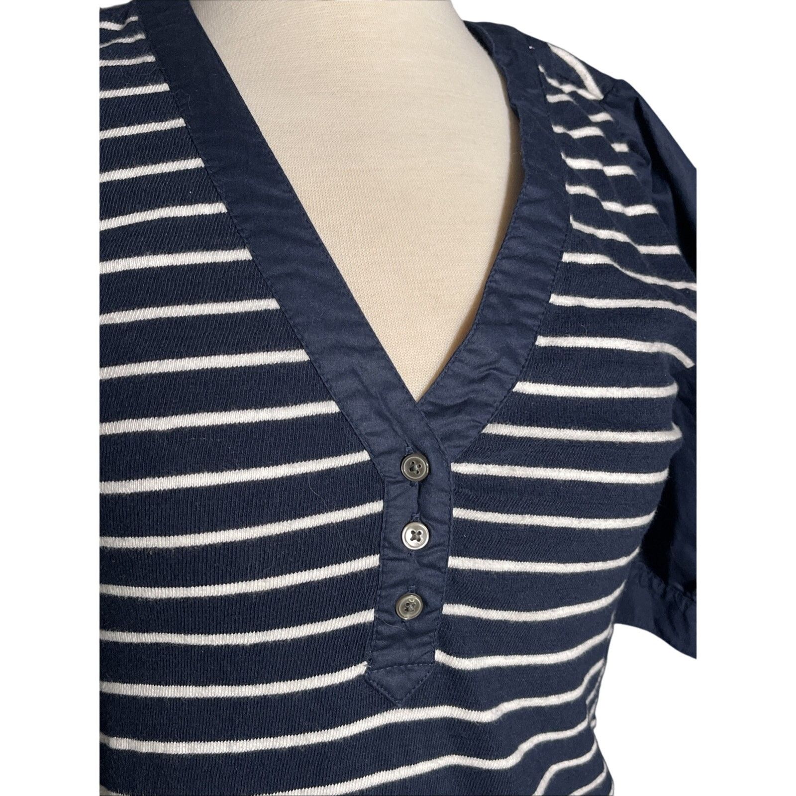 Ann Taylor Ann Taylor LOFT Navy Striped Knit Top Size Small Size S / US 4 / IT 40 - 2 Thumbnail
