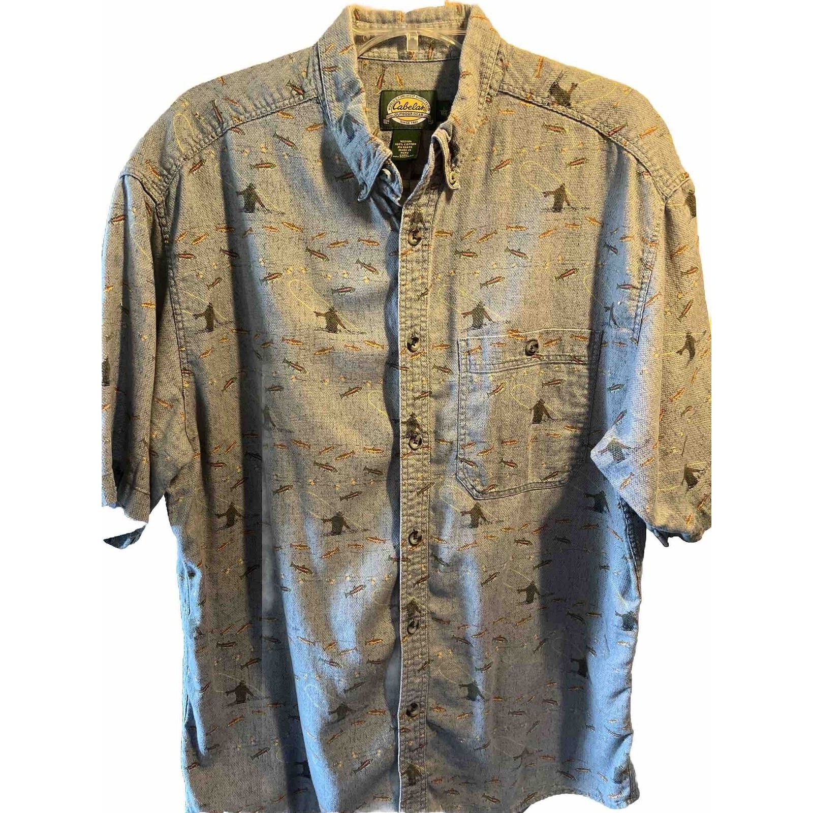 Cabelas Cabelas Shirt Men’s L Button Blue Fish All Over Print Cotton Size US L / EU 52-54 / 3 - 1 Thumbnail