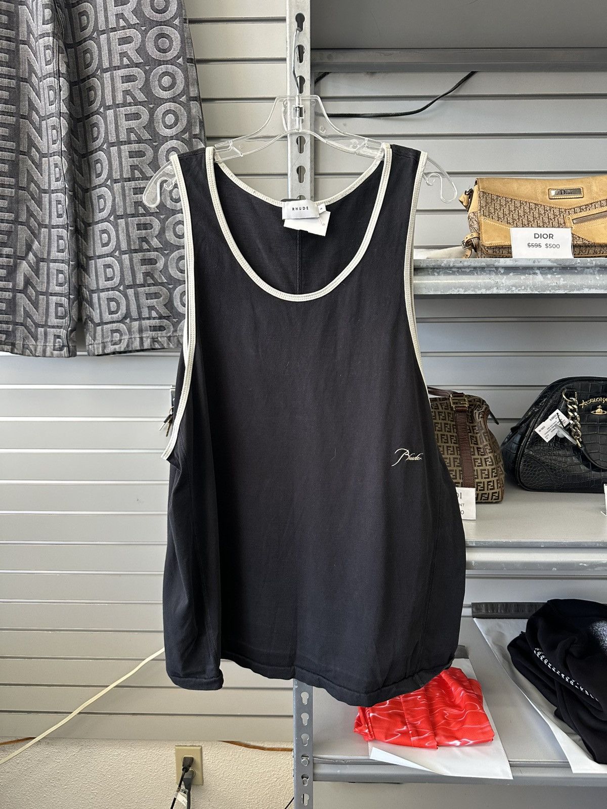 Rhude Rhude White & Black cursive Tank Top XXL side logo Size US XXL / EU 58 / 5 - 1 Thumbnail