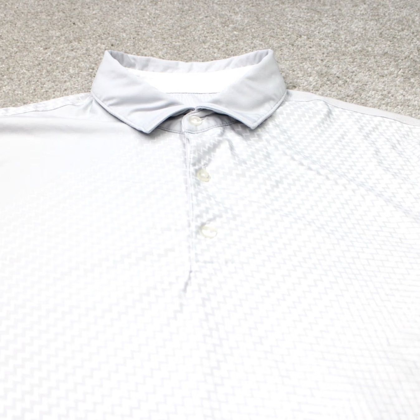 Vintage Hickey Freeman Golf Polo Shirt Mens Large Gray Geometric Stretch Short Sleeve Polo Size US L / EU 52-54 / 3 - 5 Thumbnail