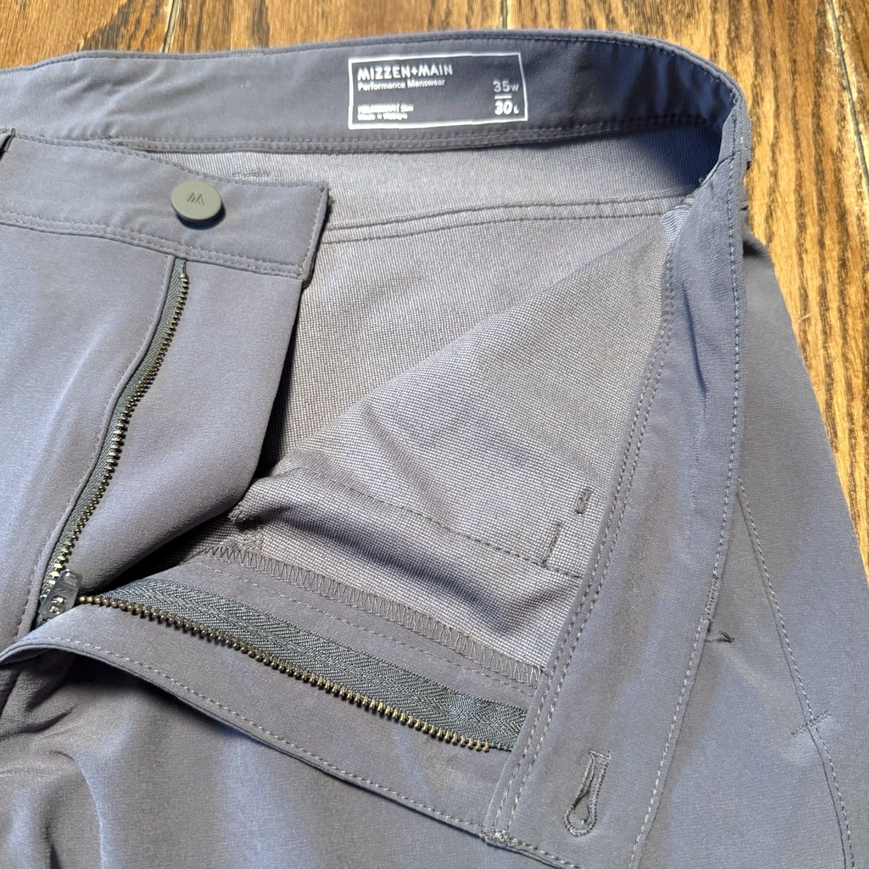 Mizzen+Main Mizzen+Main Helmsman Slim Pants Mens 35x30 Gray Blue Performance Chino Stretch Size US 35 - 5 Thumbnail