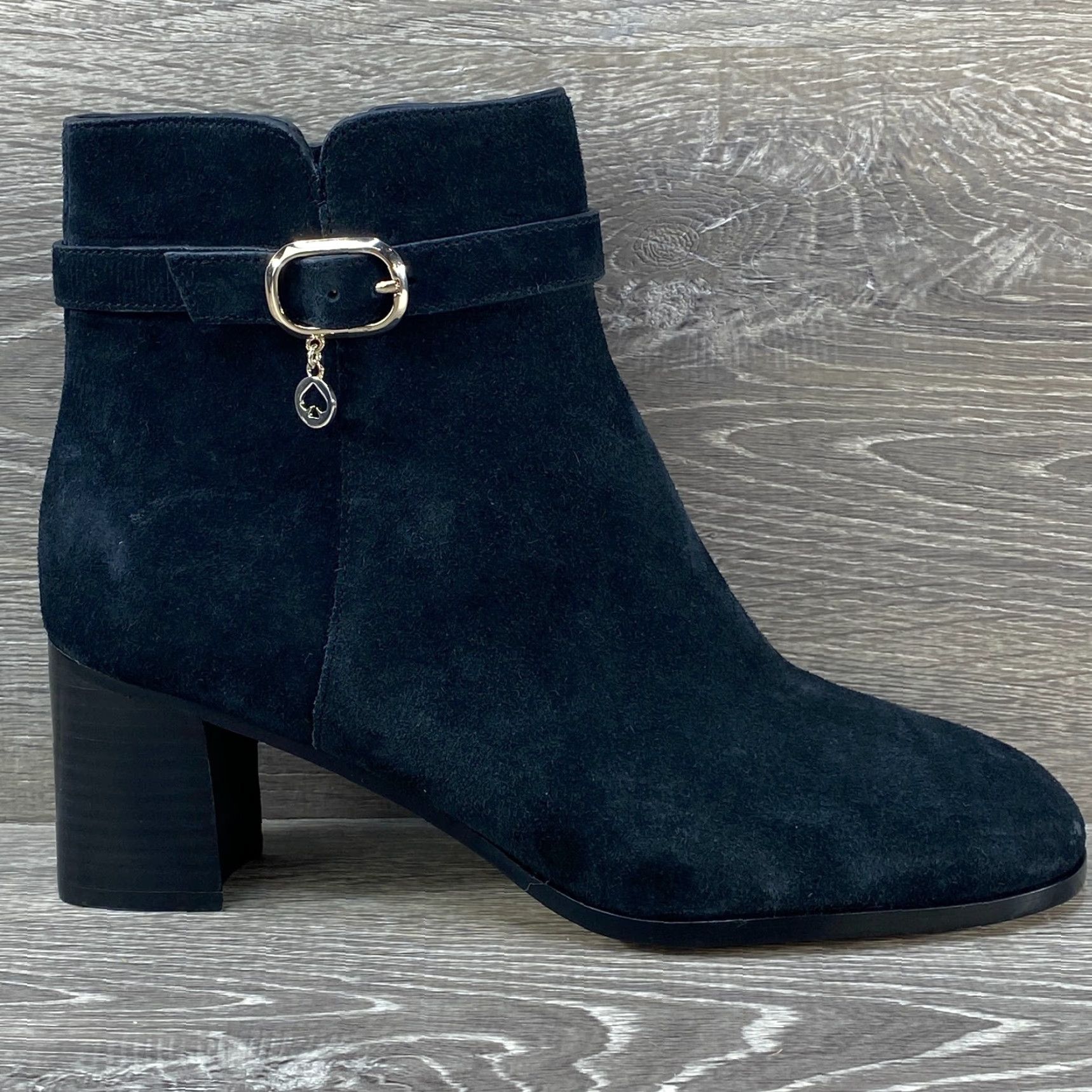 Vintage Kate Spade New York Black Suede Leather Heel Booties Side Zipper Buckle Womens 9 Shoes Size US 9 / IT 39 - 2 Thumbnail