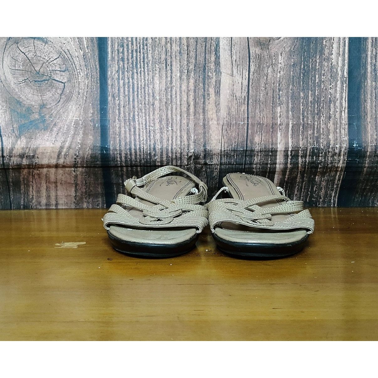 Clarks Clarks Womens Slingback Sandals Beige Strappy Low Wedge 8 Size US 8 / IT 38 - 2 Thumbnail