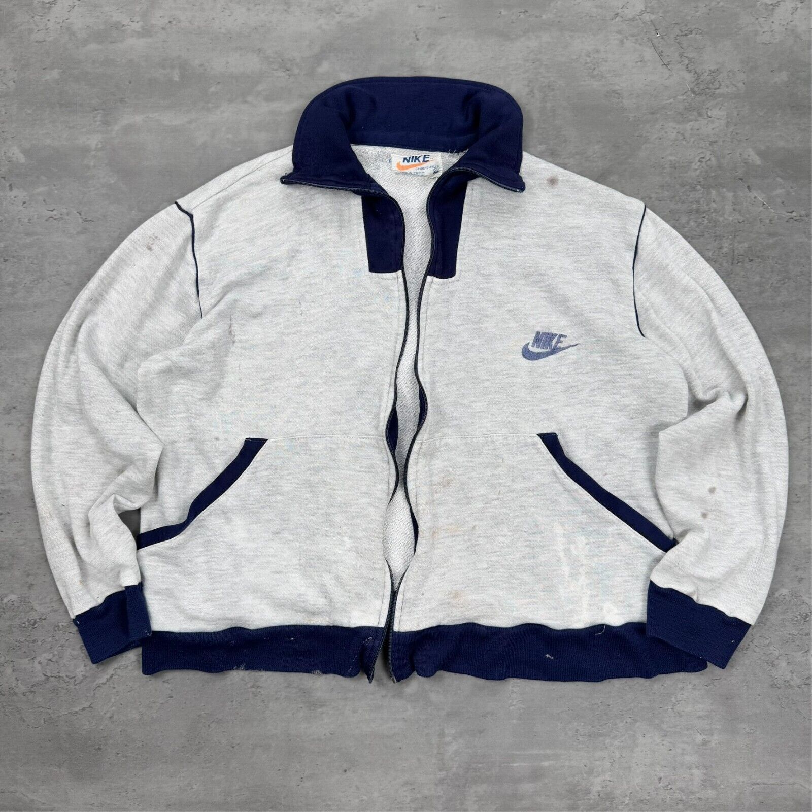 Vintage Nike 70s 80s Distressed Zip Up Sweatshirt