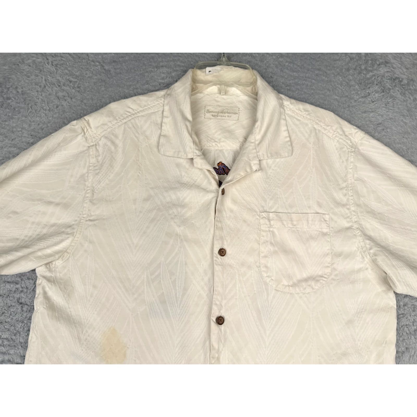 Tommy Bahama VINTAGE Tommy Bahama Shirt Men Large Ivory Floral Silk The Local Watering Hole READ Size US L / EU 52-54 / 3 - 5 Thumbnail