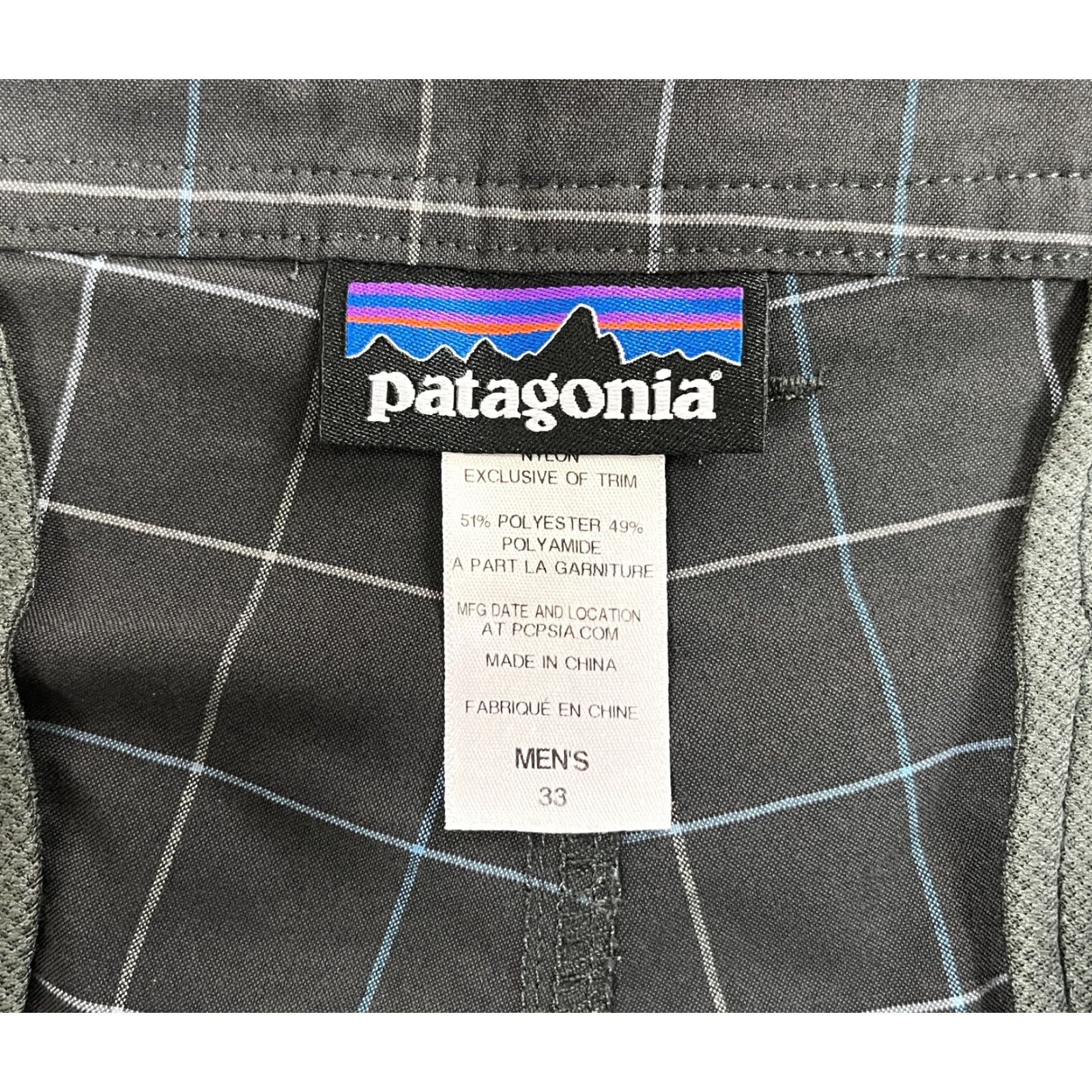 Patagonia Patagonia Men's Shorts Windowpane 33 Waist 10.5in Inseam Charcoal/Black Pockets Lightweight Casual Travel Chino Outdoor Polyester Nylon Size US 33 - 6 Thumbnail