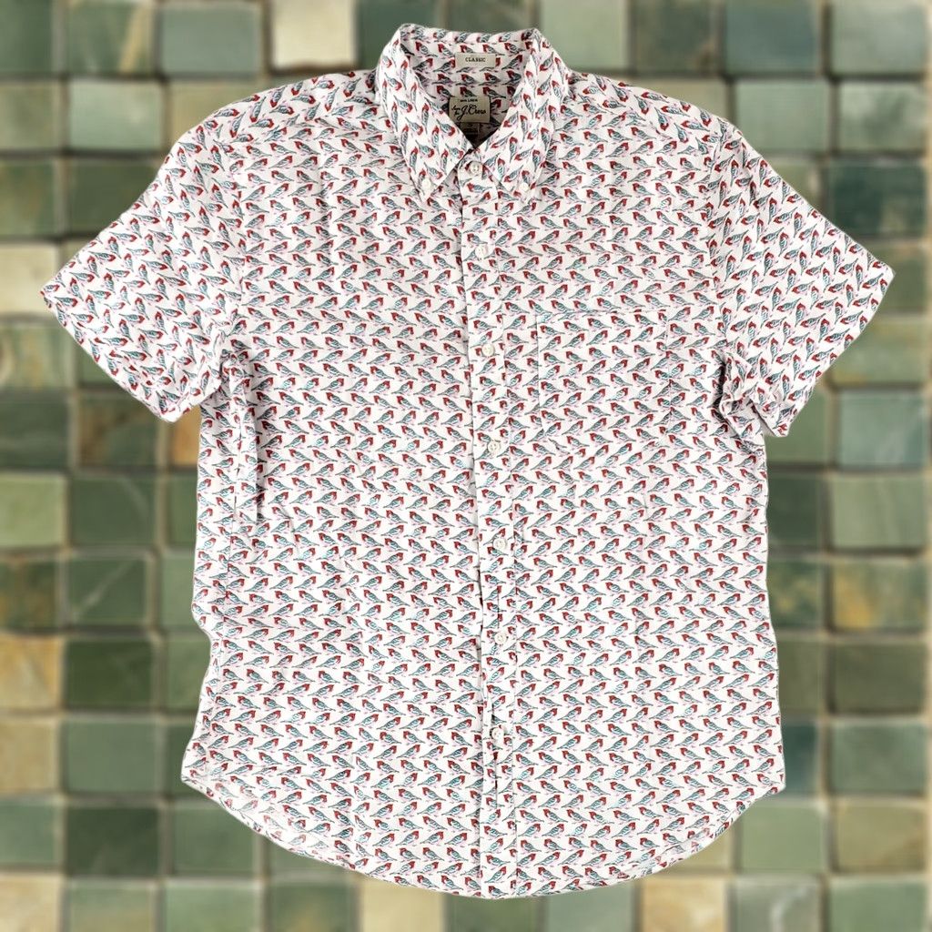 J.Crew J. Crew Shirt Short Sleeve 100% Irish Linen Button Down AOP Birds Mens S Multicolor Size US S / EU 44-46 / 1 - 1 Thumbnail