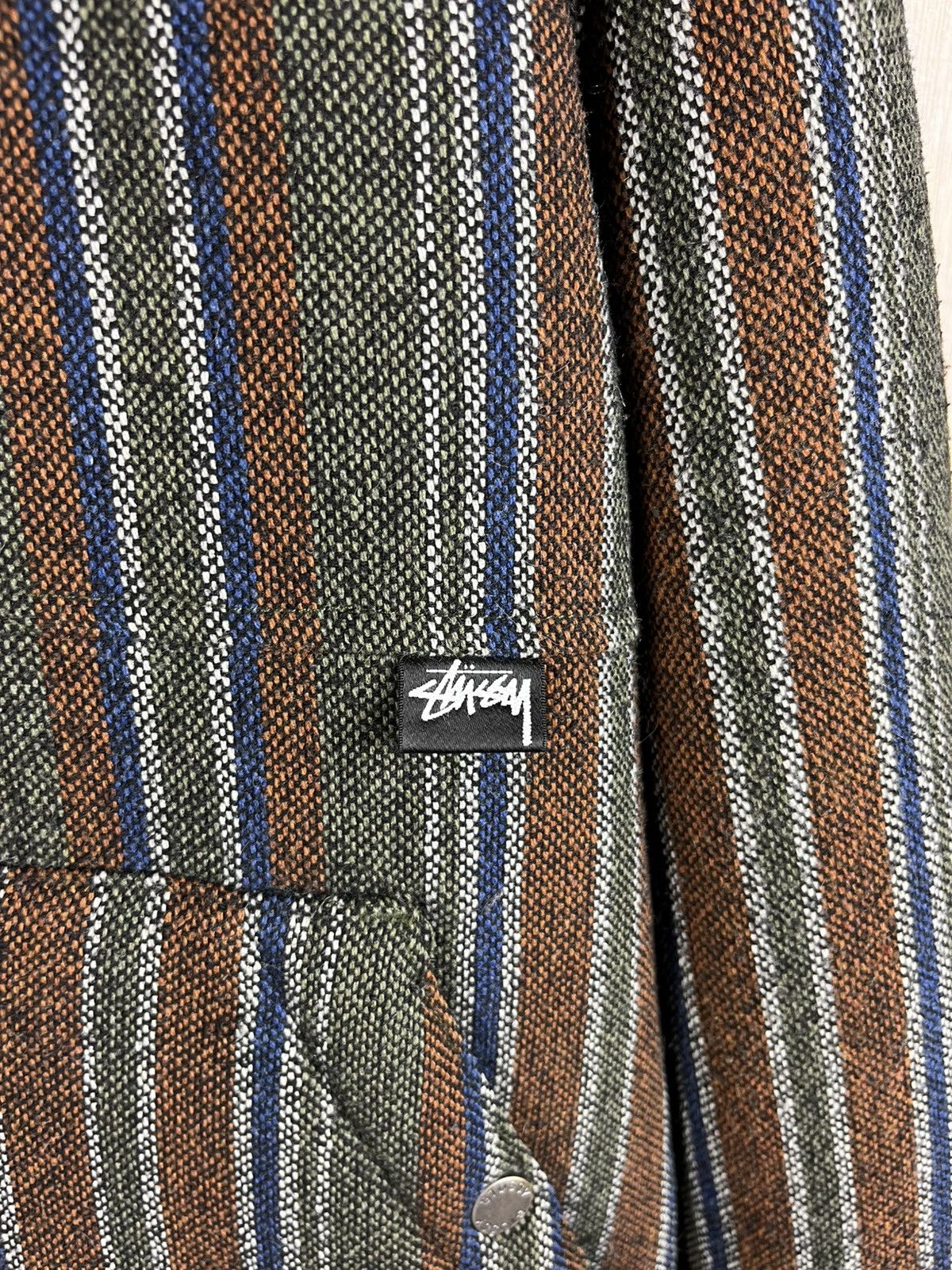 Stussy × Vintage Vintage Stussy wool work jacket striped insulated sherpa Size US M / EU 48-50 / 2 - 9 Thumbnail