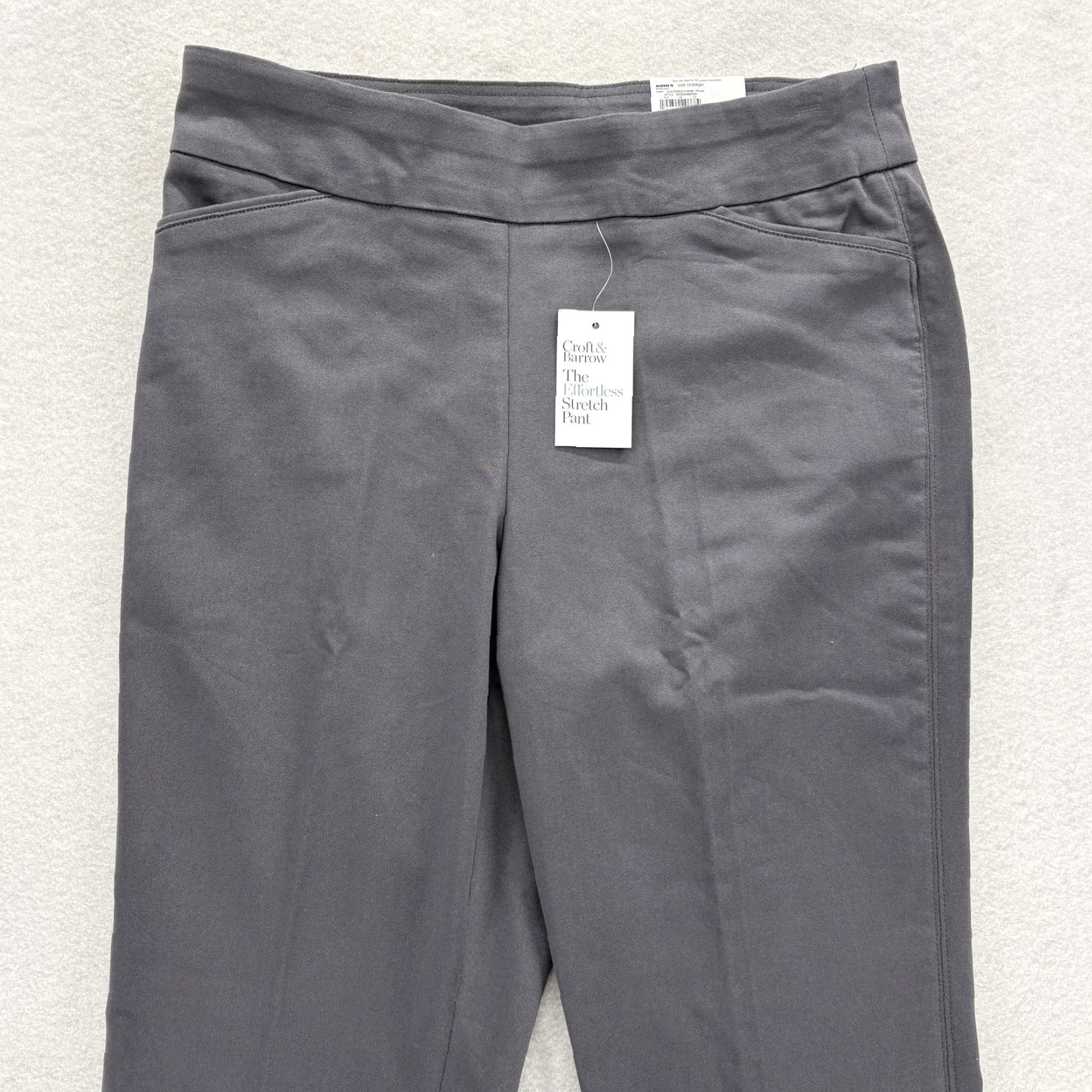 Croft & Barrow Croft & Barrow Pants Womens 12 Short Gray Effortless Stretch Straight Comfort Size 34" / US 12 / IT 48 - 2 Thumbnail