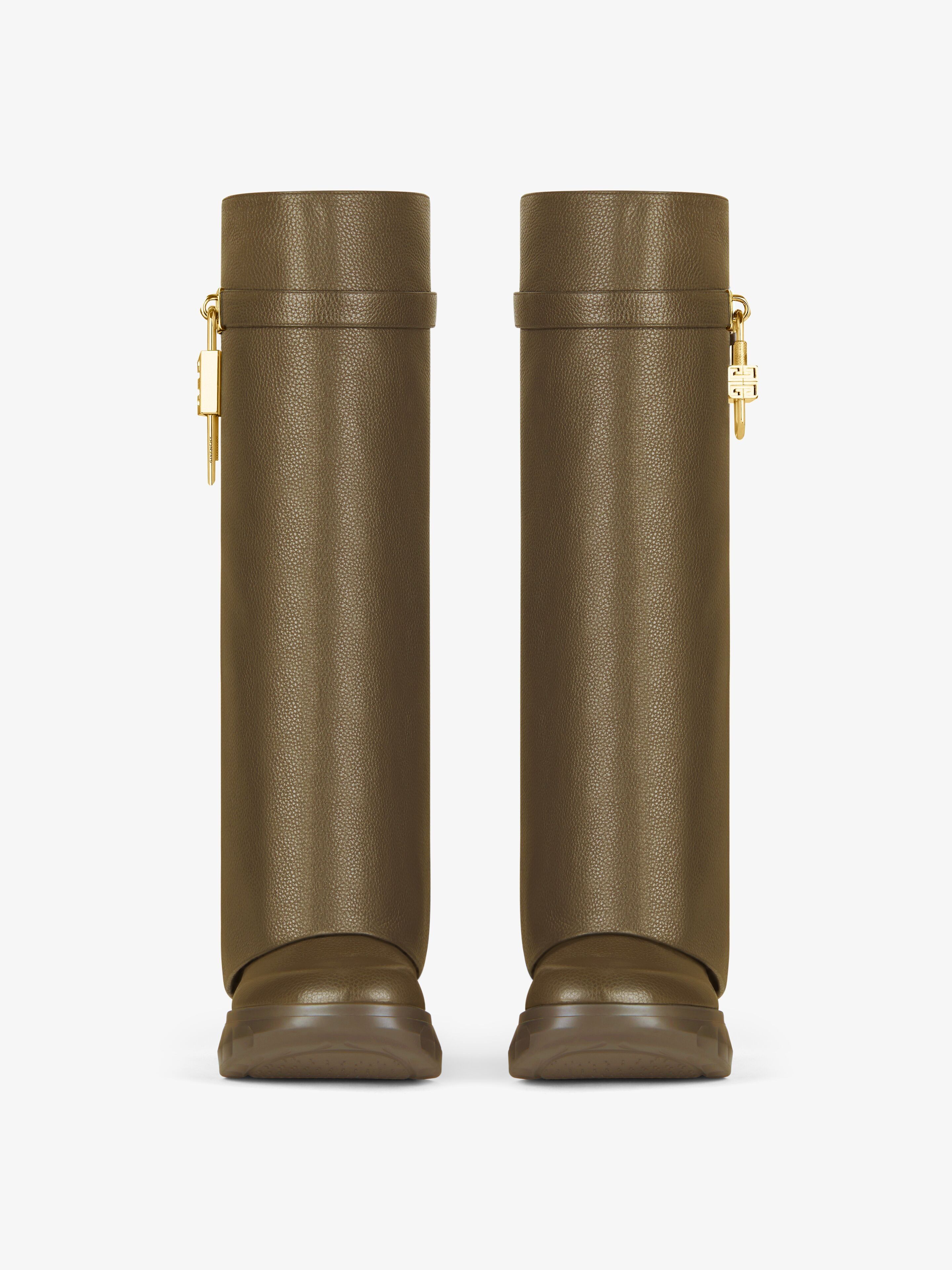 Givenchy o1srvl11e0525 Shark Lock High Boots Biker Low Wedge Khaki Size US 9 / IT 39 - 3 Thumbnail