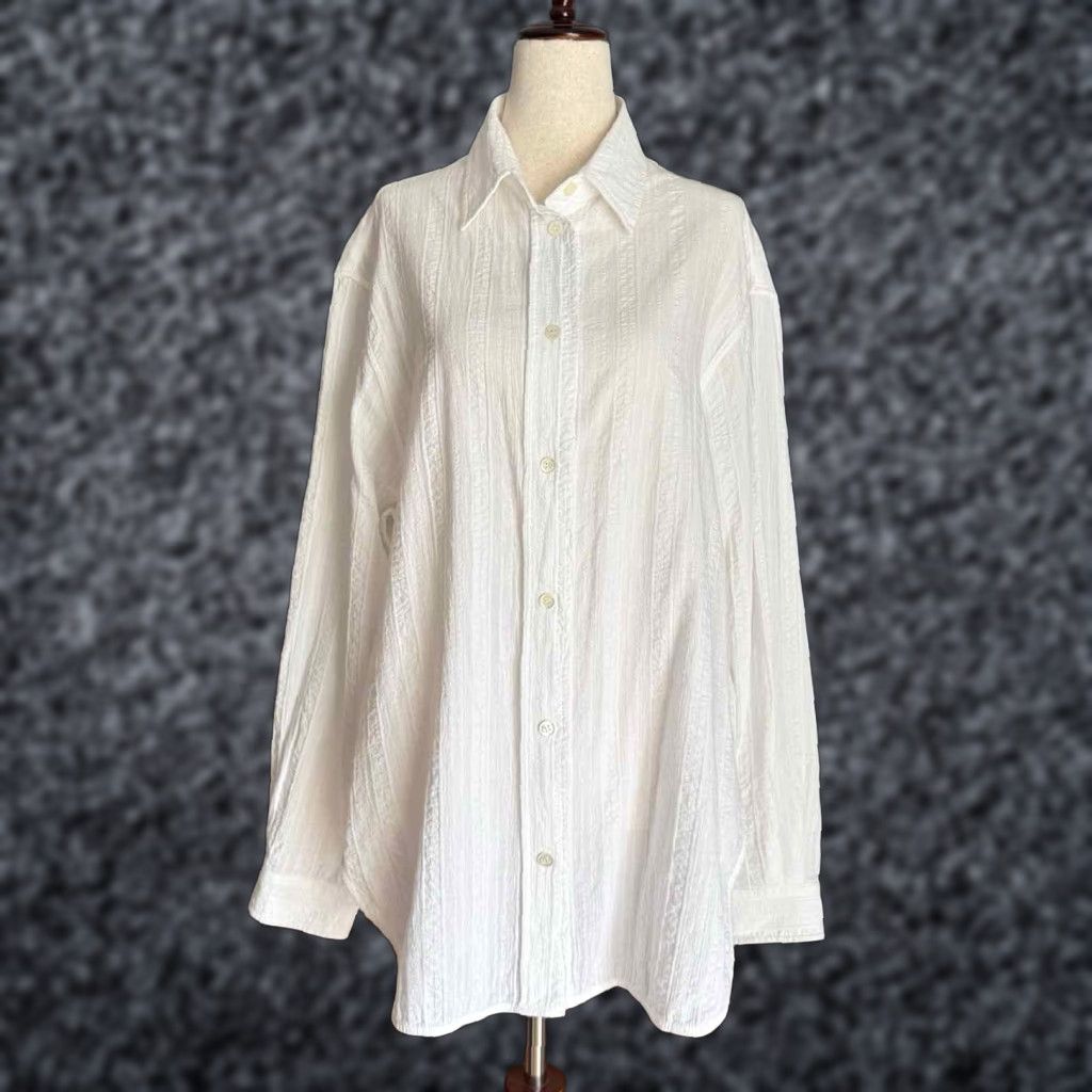 Vanessa Bruno VINTAGE Vanessa Bruno Button-Up Shirt White Cotton Textured Long Sleeve Collared Size 38 100% Cotton Mens Womens? Size M / US 6-8 / IT 42-44 - 1 Thumbnail