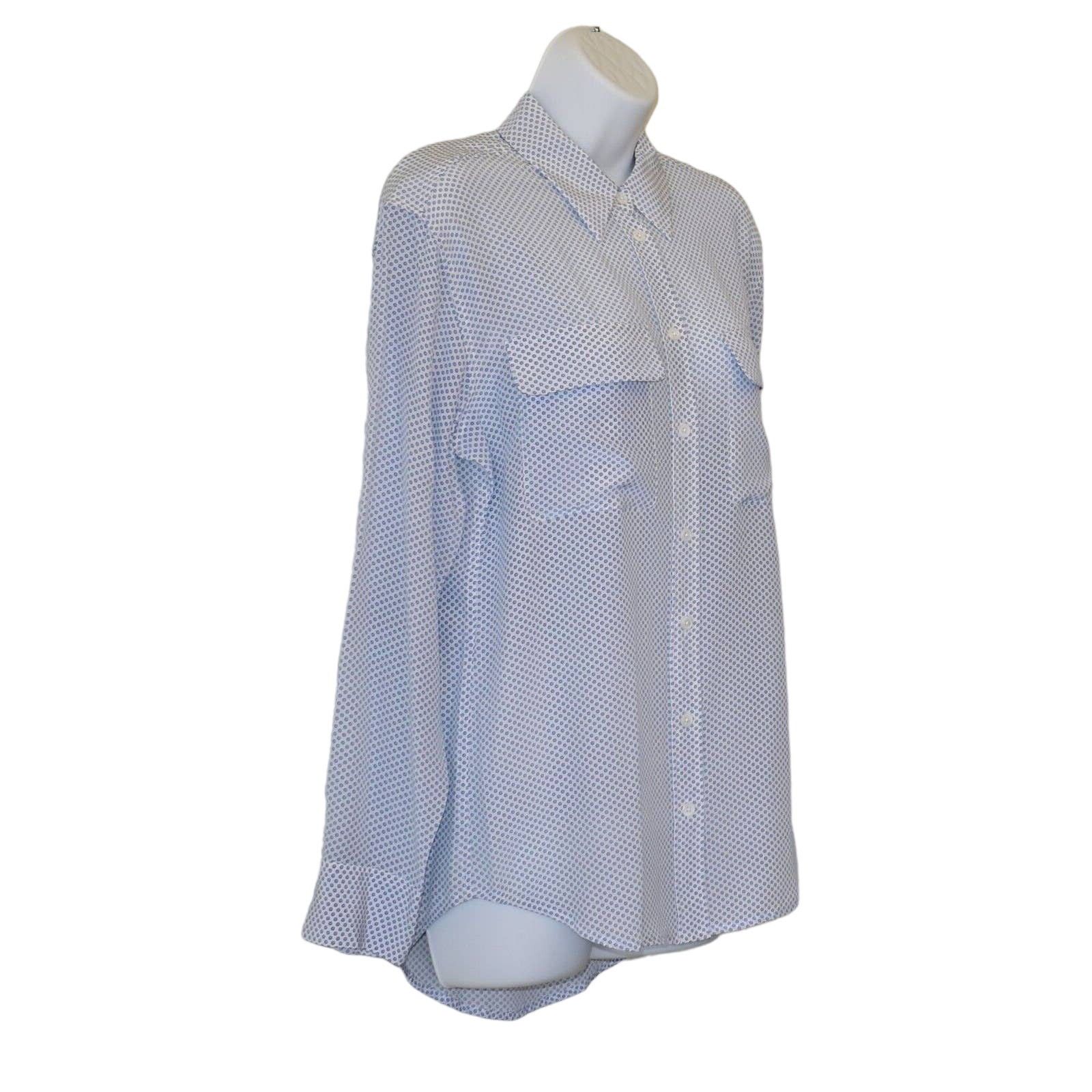 Equipment A8 EQUIPMENT White Blue Ring Printed Silk Dress Shirt Sz XS Size XS / US 0-2 / IT 36-38 - 2 Thumbnail