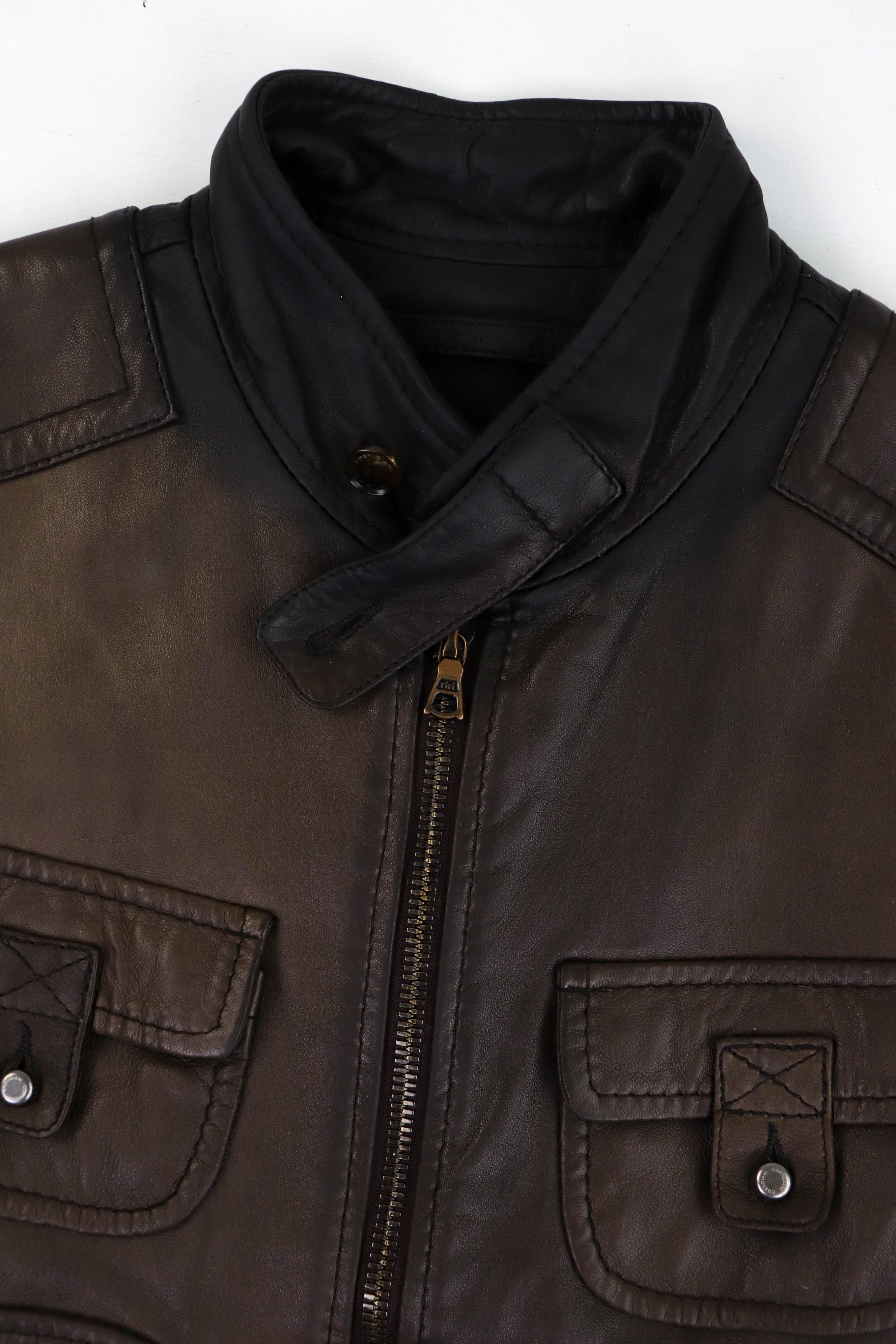 Cortigiani CORTIGIANI Faded Dark Brown RiRi Zippers Leather Jacket Size US M / EU 48-50 / 2 - 6 Thumbnail
