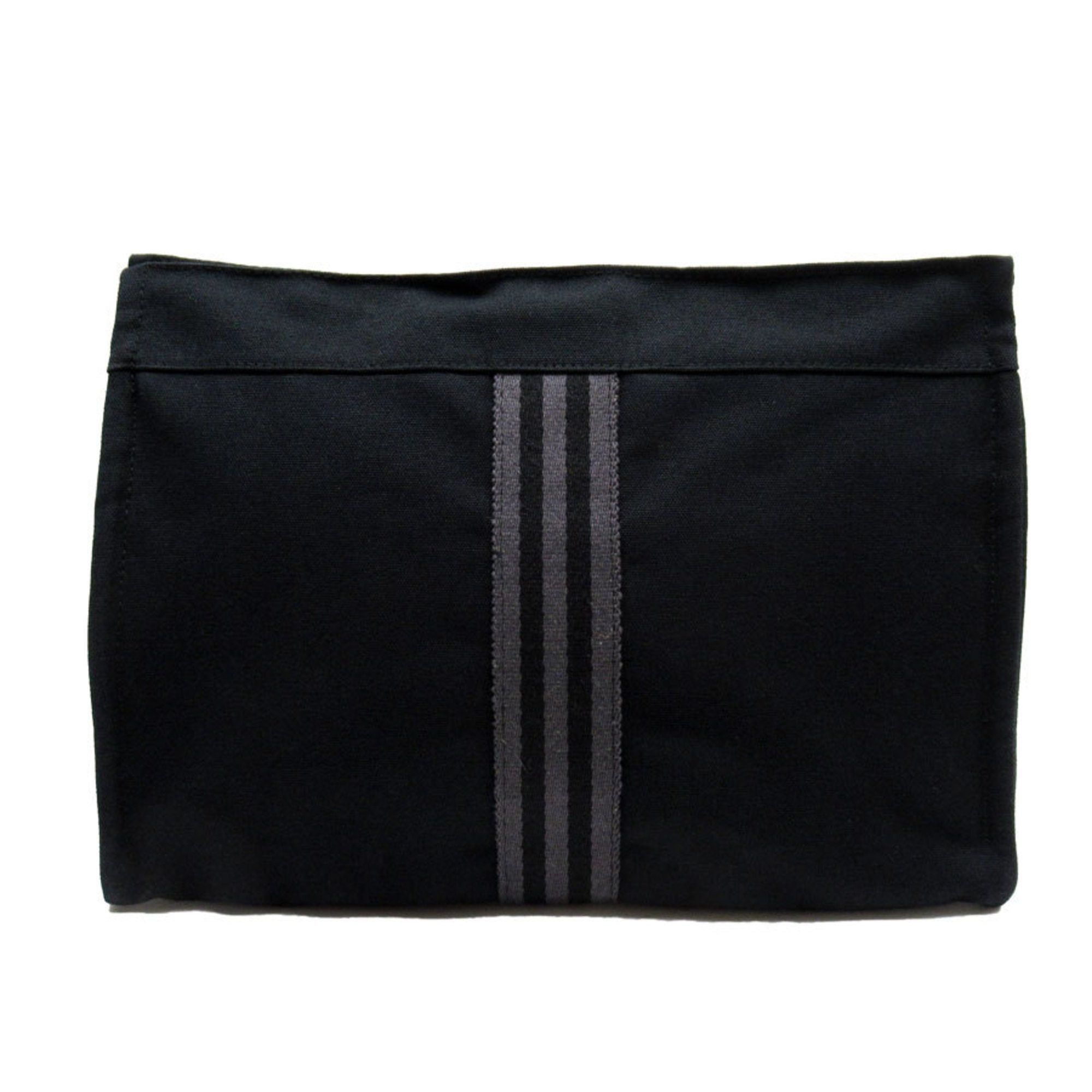 image of Hermes Clutch Bag Foultou Cotton Black/grey Unisex, Women's