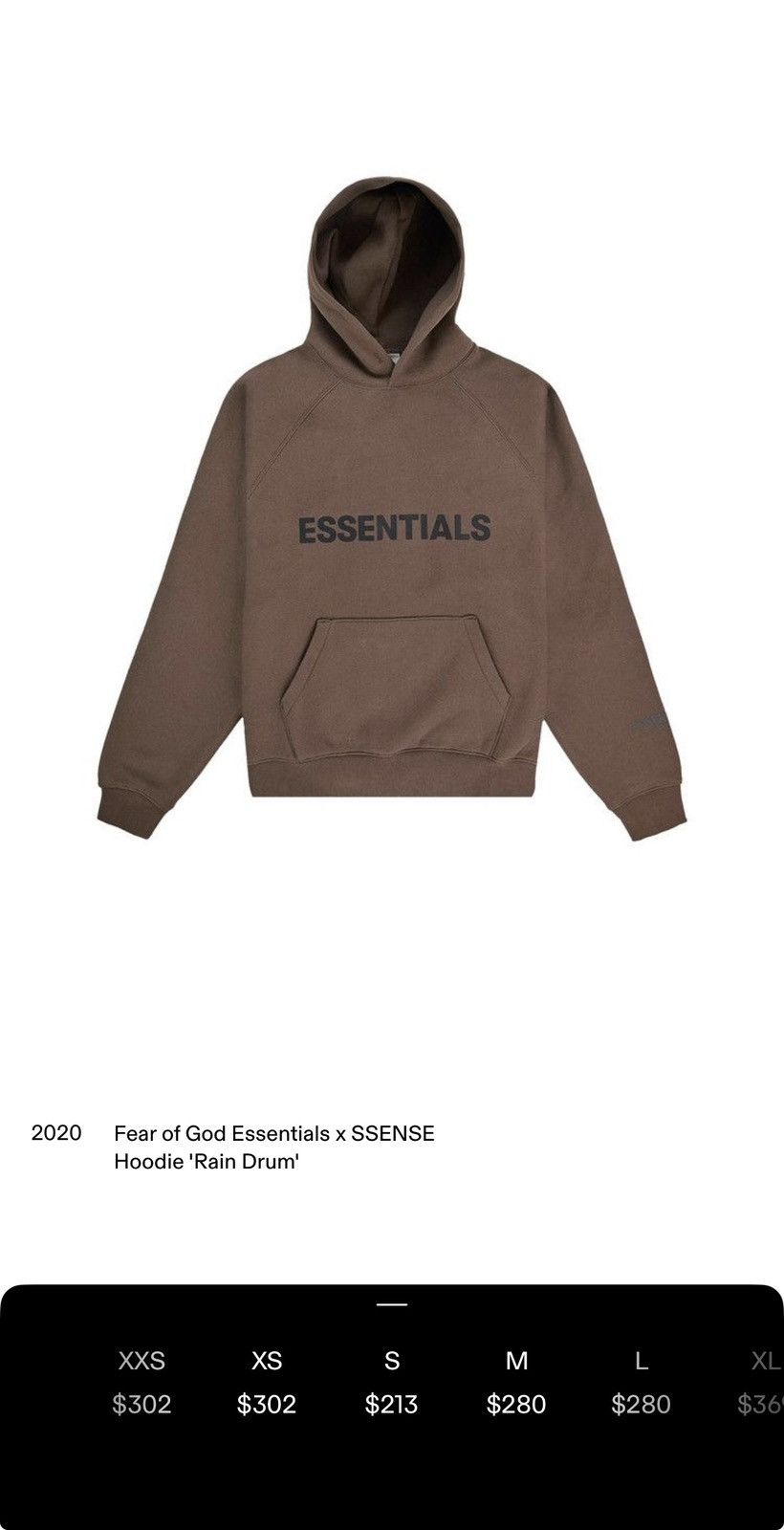 Fear of God FEAR OF GOD ESSENTIAL RAINDRUM BROWN HOODIE Size US S / EU 44-46 / 1 - 8 Thumbnail