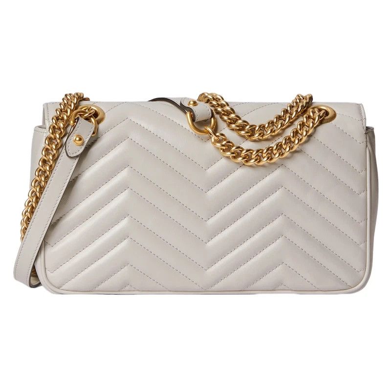 Gucci Gucci Marmont Medium GG Light Grey Leather Shoulder Bag Size ONE SIZE - 3 Thumbnail