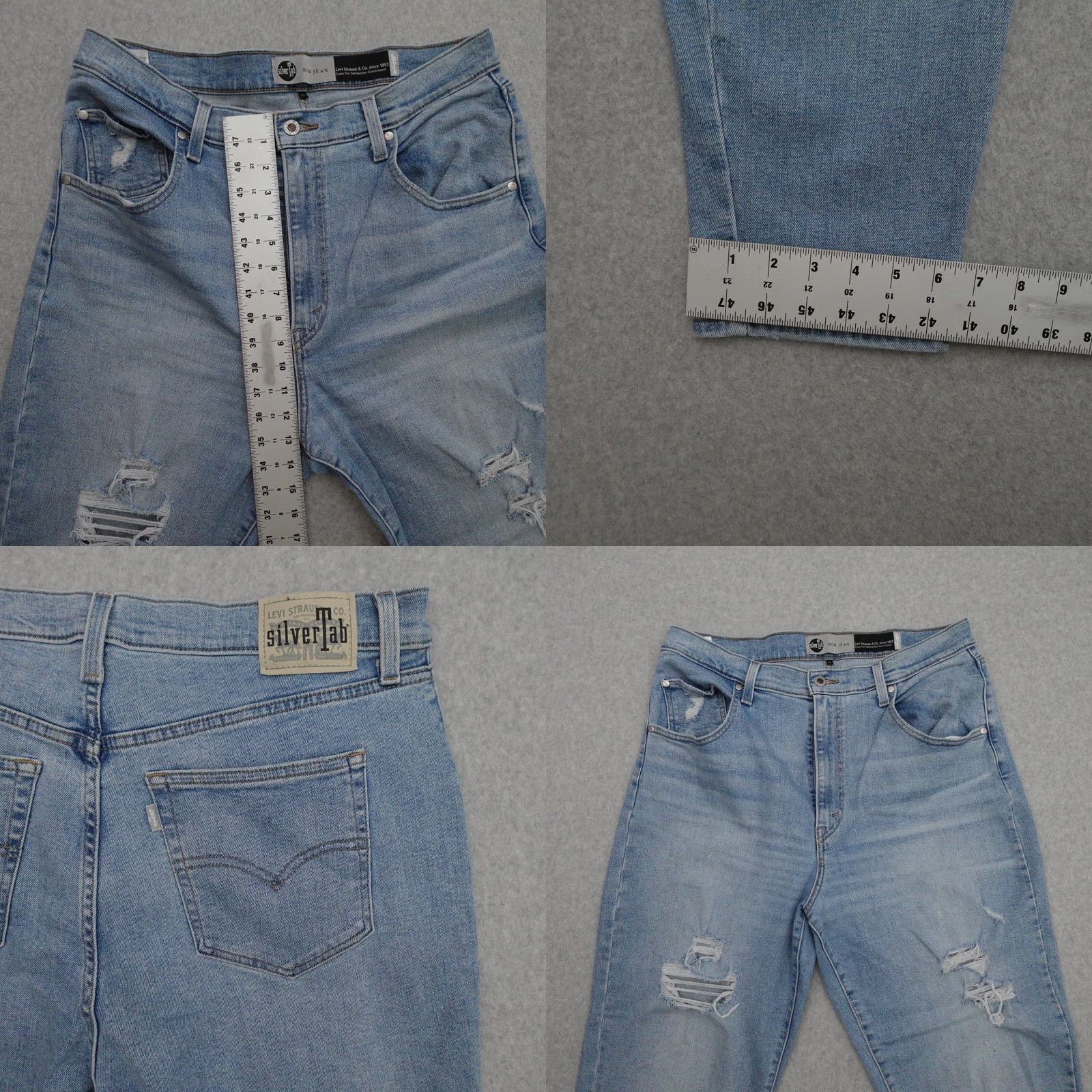 Levi's Levis Silvertab Jeans Womens Size 33 Mom Distressed Light Wash 33x29 Size 24" / US 00 / IT 34 - 8 Thumbnail